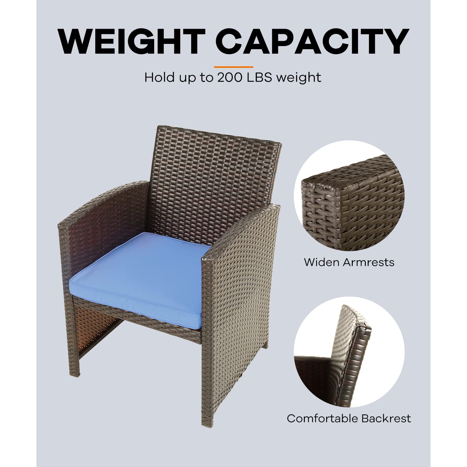 4-Piece Outdoor Patio Furniture Set with Cushions - Blue Balcony Chairs & Table for Garden, Porch, Backyard Relaxation & Entertaining