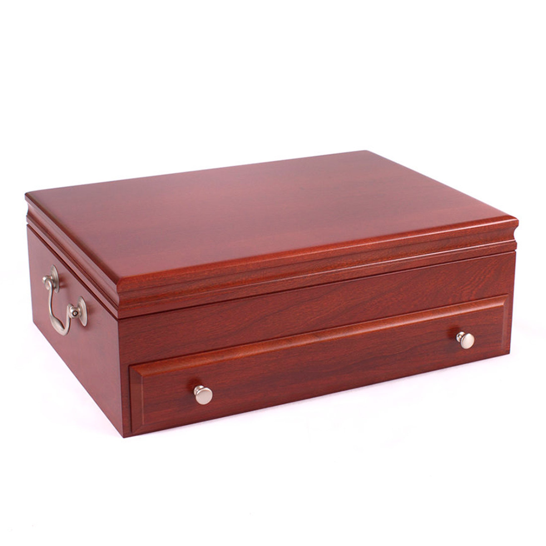 Premium One-Drawer Solid Cherry Flatware Chest - Heritage Cherry Finish - Elegant Silverware Storage Organizer for Dining Room & Wedding Gifts
