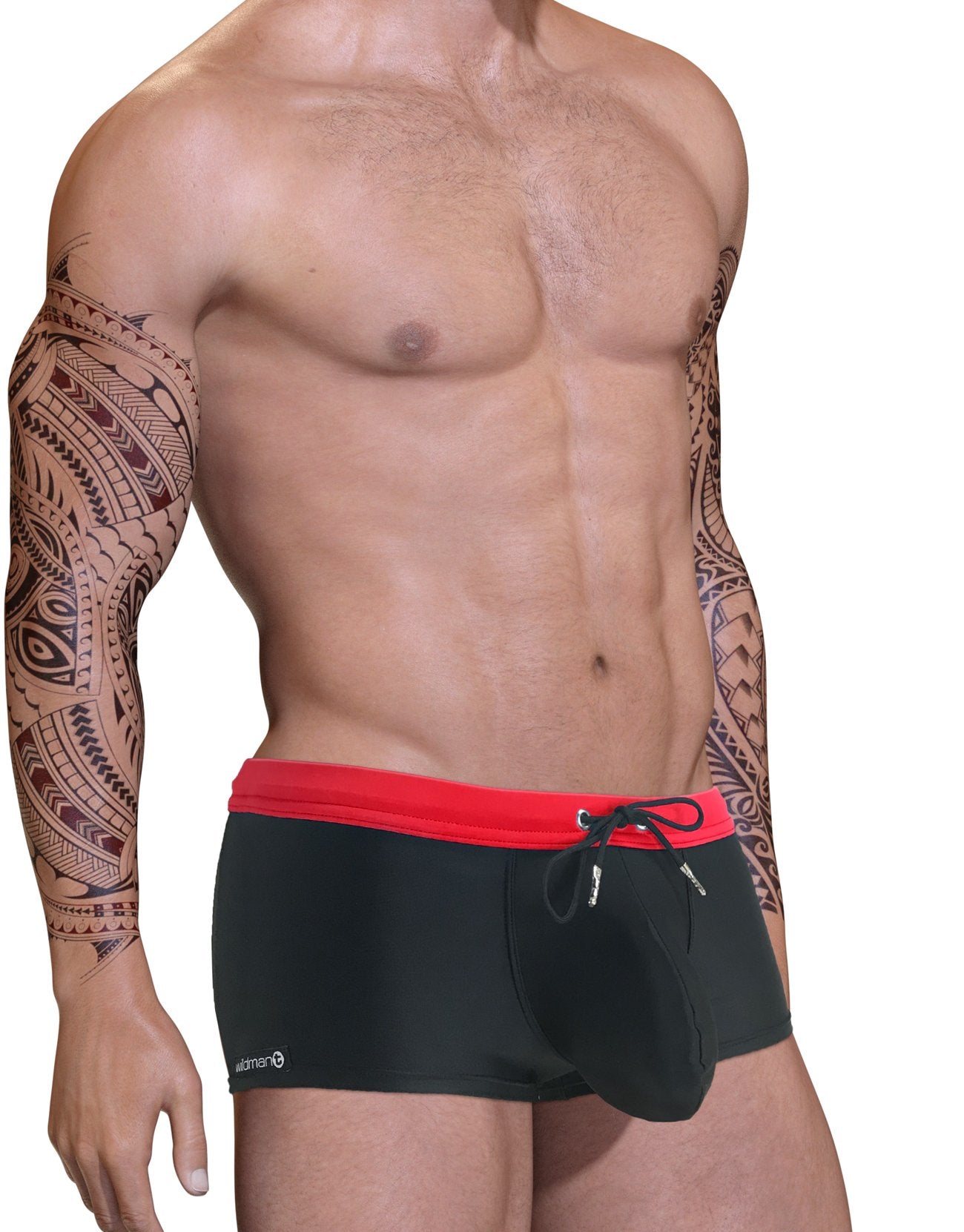 Wildmant Big Boy Pouch Swim Square Cut Red - Comfortable Men's Swimwear for Beach, Pool & Water Sports