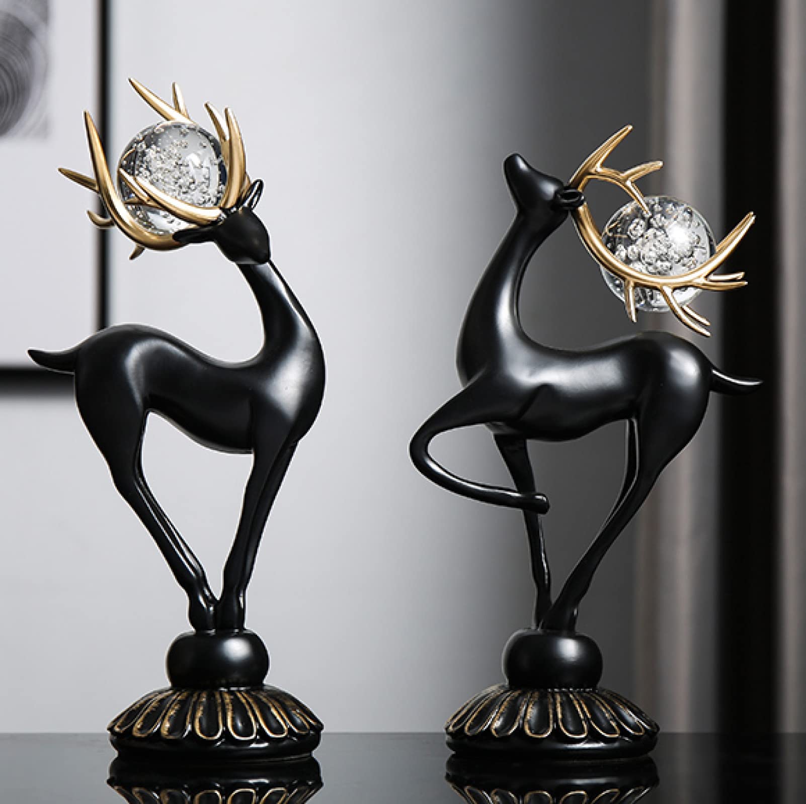 KKONION Resin Deer Statue - Nordic Style Home Decor Animal Figurine for Interior, Tabletop, Office & Living Room - Perfect for Farmhouse, Rustic & Modern Decor Styles