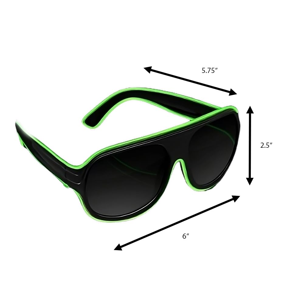 Electro Luminescent Banray Sunglasses - Green Glow LED Light Up Shades for Night Parties, Raves & Festivals | UV Protection & Stylish Unisex Design