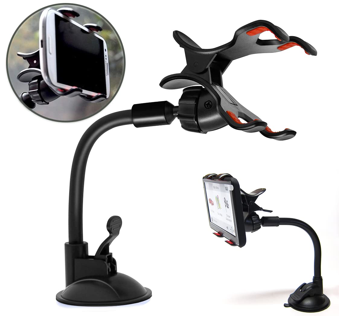 Universal Car GPS Windshield Mount - Dual Suction Cup & Flexible Bracket Holder for Garmin Nuvi 3.5
