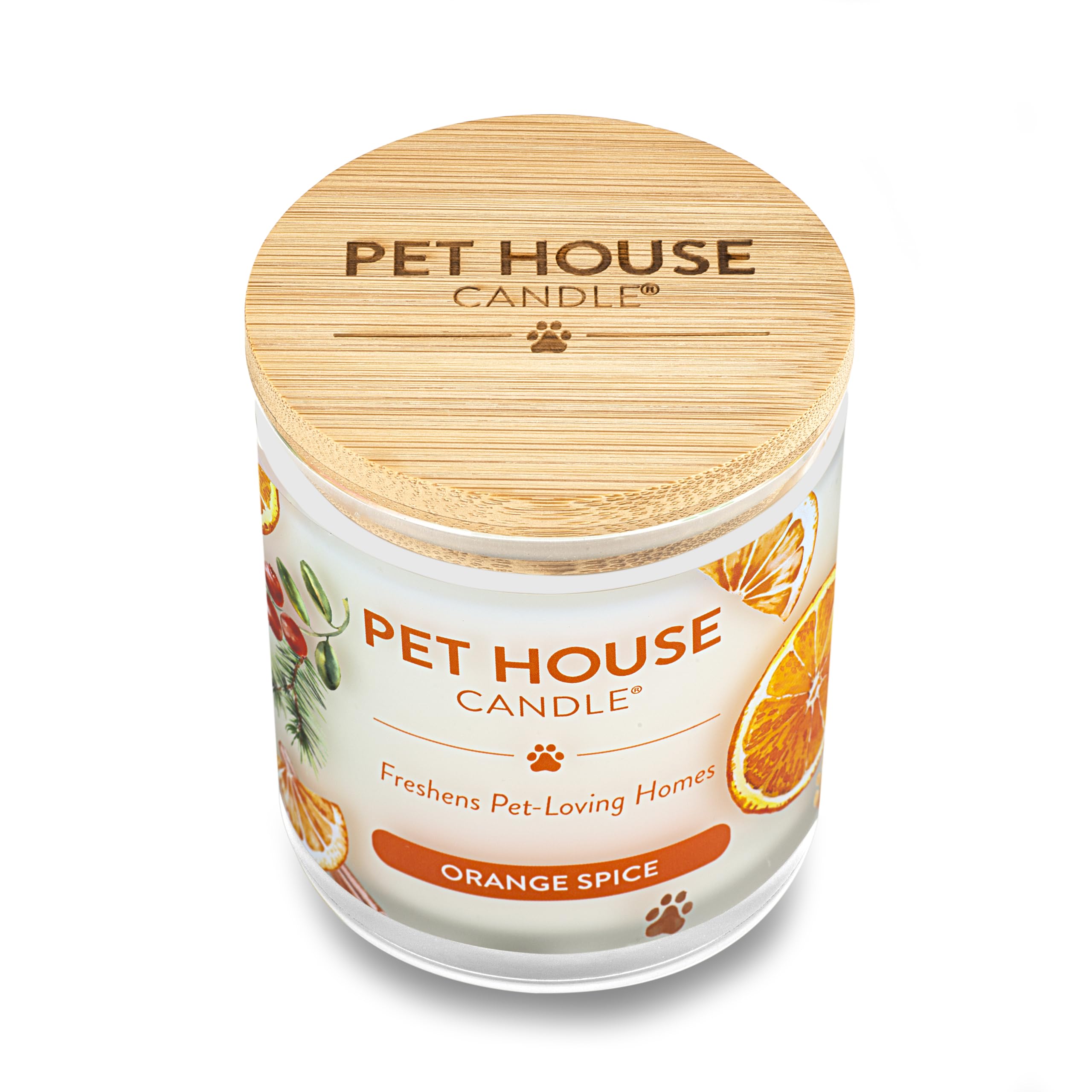 One Fur All Pet House Candle 2 Pack - Soy Wax, Plant-Based, Clean Burning Scented Candles for Home - Orange Spice Fragrance - Long Lasting Pet Odor Eliminator - Perfect for Living Rooms, Bedrooms & Pet Areas