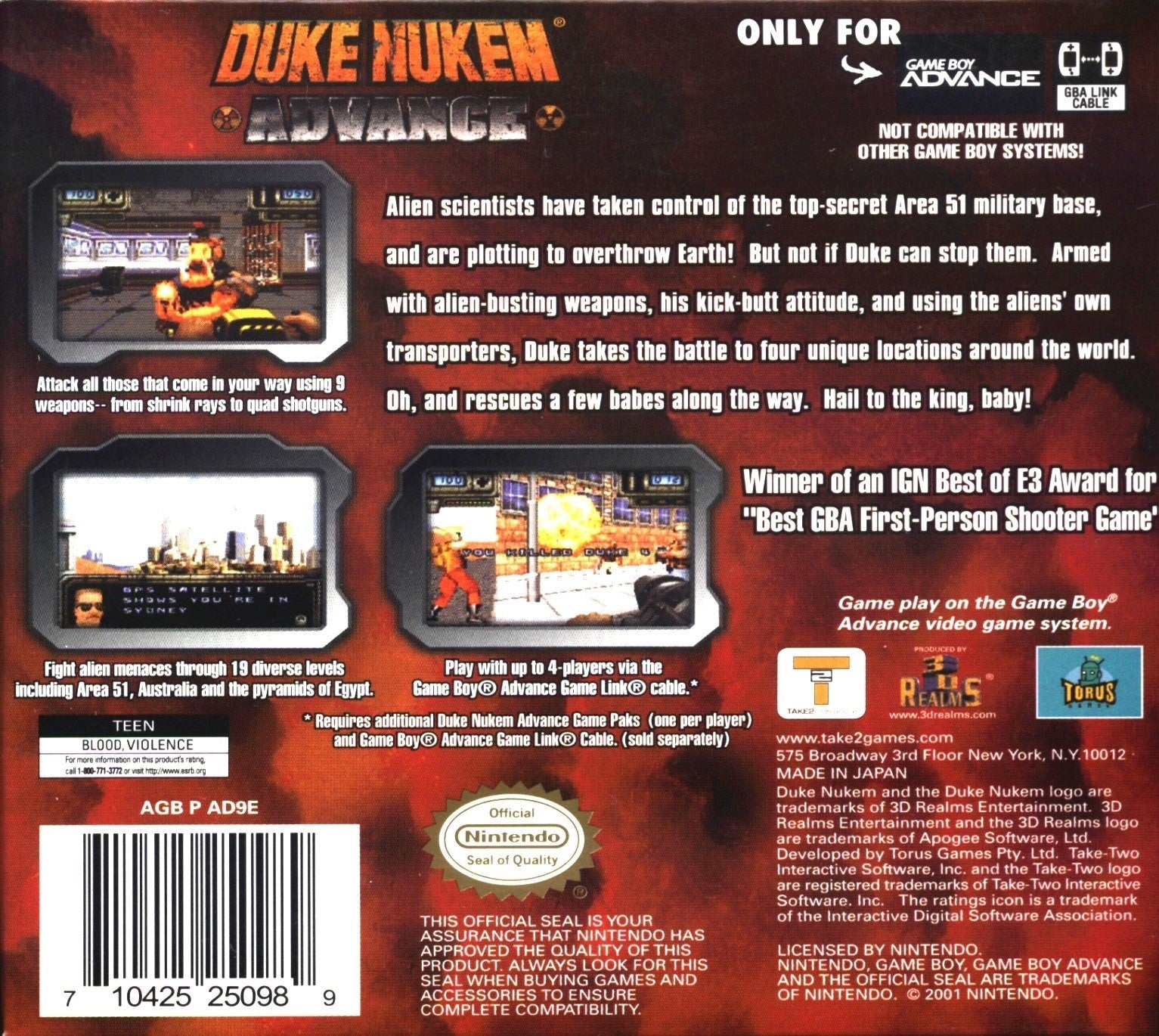 Duke Nukem Advance - Classic Action Shooter Game for GBA | Portable Gaming for Travel & Commute