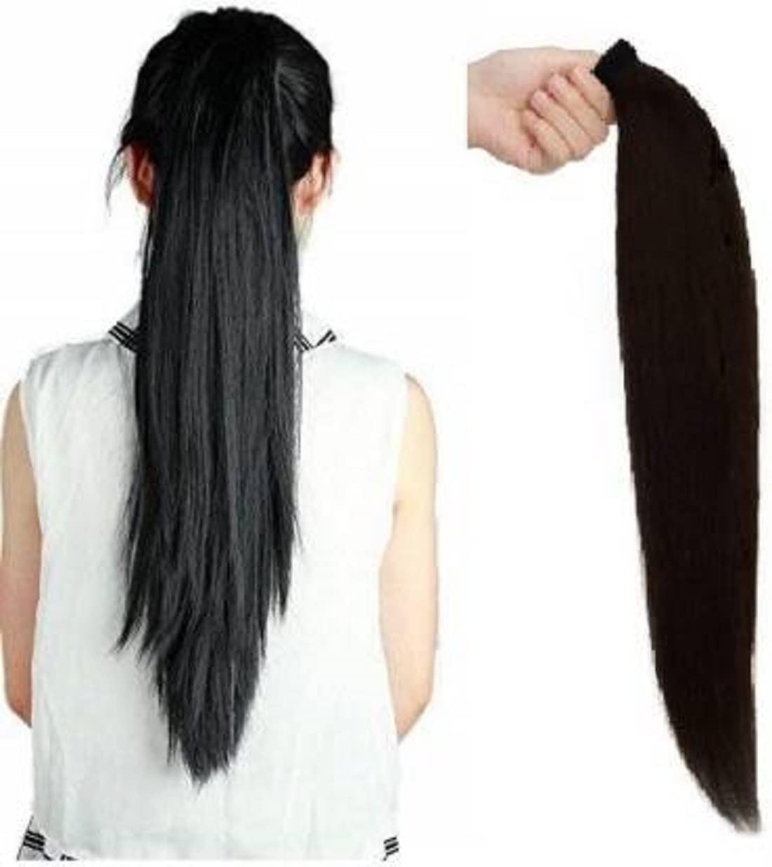 Stylish Straight Black Hair Ponytail Extension with Natural Scale - Perfect for Parties, Weddings & Everyday Wear