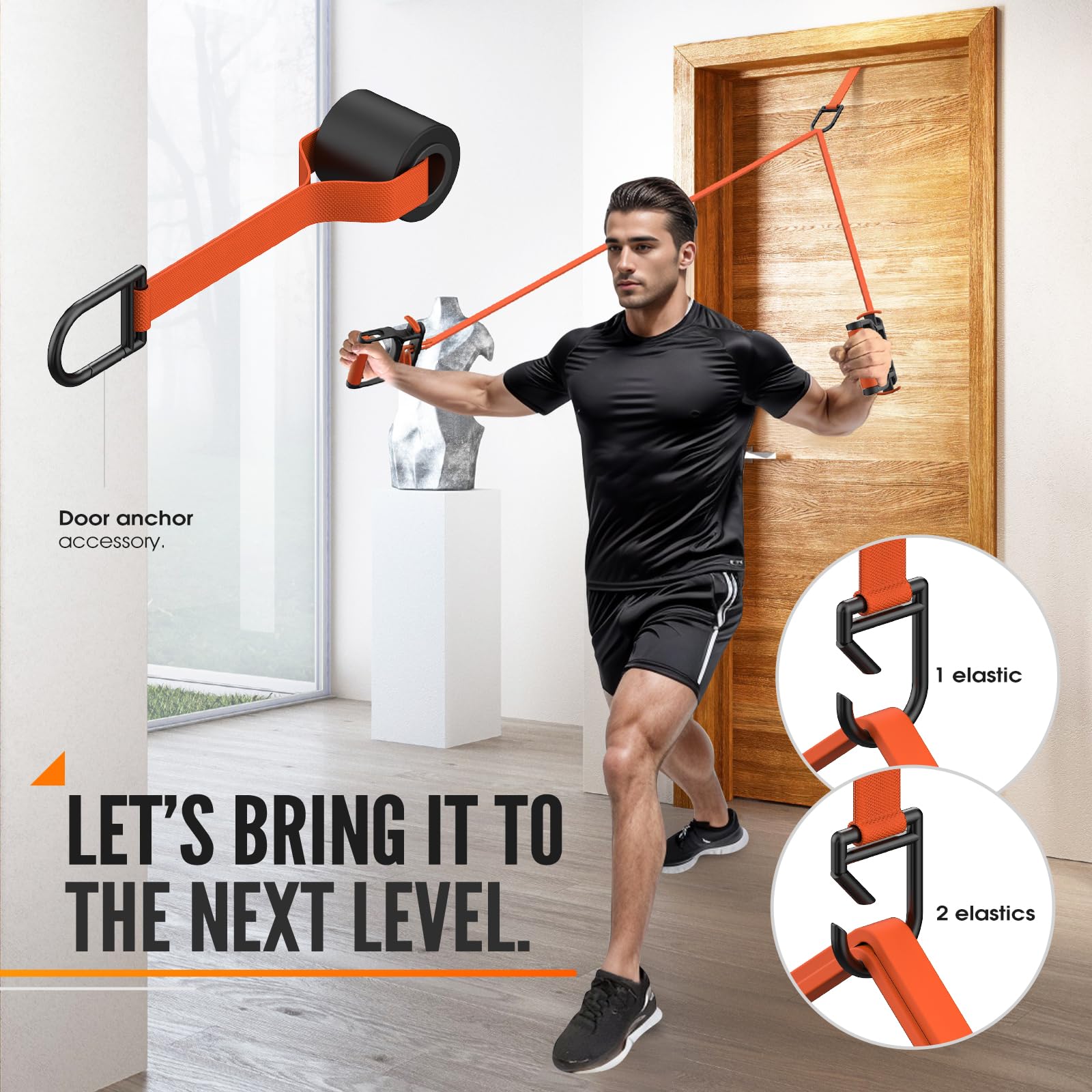 Push Up Board with Resistance Bands & Pilates Bar - 4 Wheel Ab Roller & Push Up Handles for Home Gym - Full Body Workout Equipment for Strength Training, Core Exercises & Fitness Routines (Ideal for Home Workouts, Gym Training & Pilates Sessions)