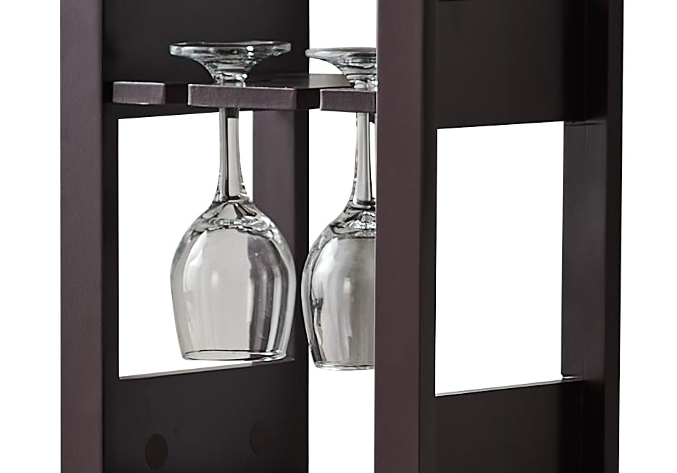 Kings Brand Granger Freestanding Wine Rack with Glass Holder - 12 Bottle Capacity & 3 Stemware Racks - Dark Cherry Wood Floor Standing Wine Storage for Home Bar, Kitchen, Dining Room - Perfect for Wine Enthusiasts & Entertaining Guests