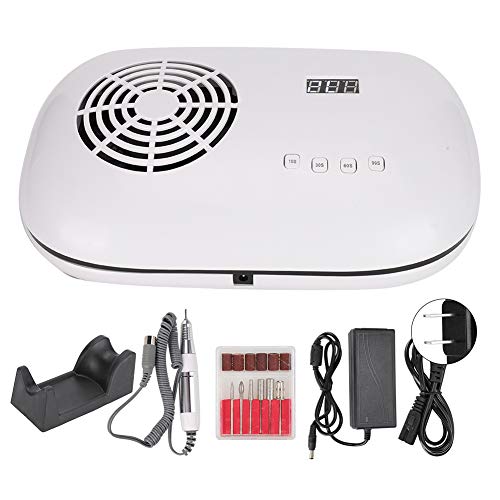 Professional 3-in-1 Nail Dryer Lamp & Drill Polishing Machine with 36 LED Beads - Multifunctional Nail Art Tool with Dust Collector for Home & Salon Use - Perfect for Gel Polish Drying, Nail Shaping & Manicures (White)