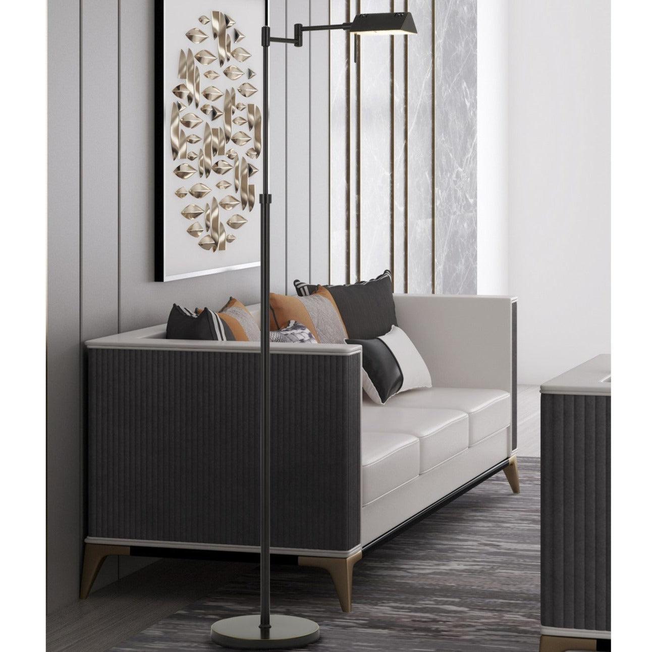 Cal Lighting Clemson Metal LED Floor Lamp with Dimmer Switch - Adjustable Brightness for Living Room, Bedroom, or Office Lighting
