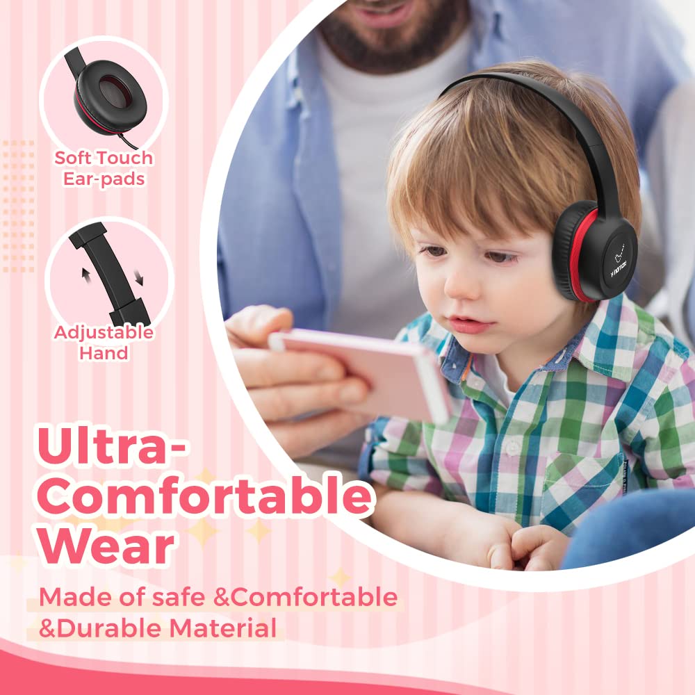 Safe Volume Kids Headphones 85dB - Wired 3.5mm Jack Earphones for Children, Noise Limiting Headphones for School, Travel & Online Learning - Comfortable & Durable Design for Boys & Girls