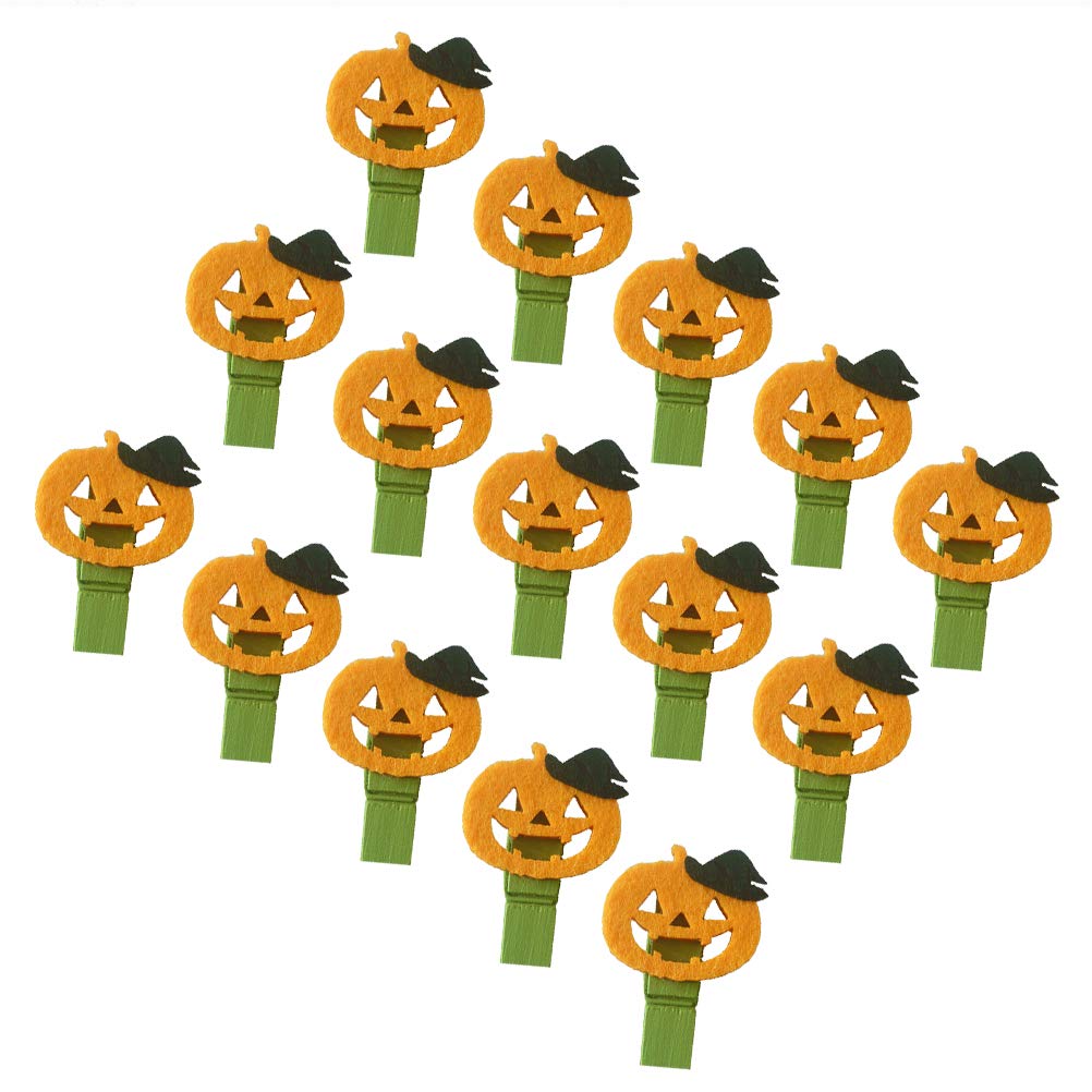 DOITOOL 20PCS Wooden Pumpkin Clips - Cute Halloween Paper Clips for Notes, Memos, Postcards & Photos - Fall Decor, Bulletin Board, Scrapbooking & Party Supplies