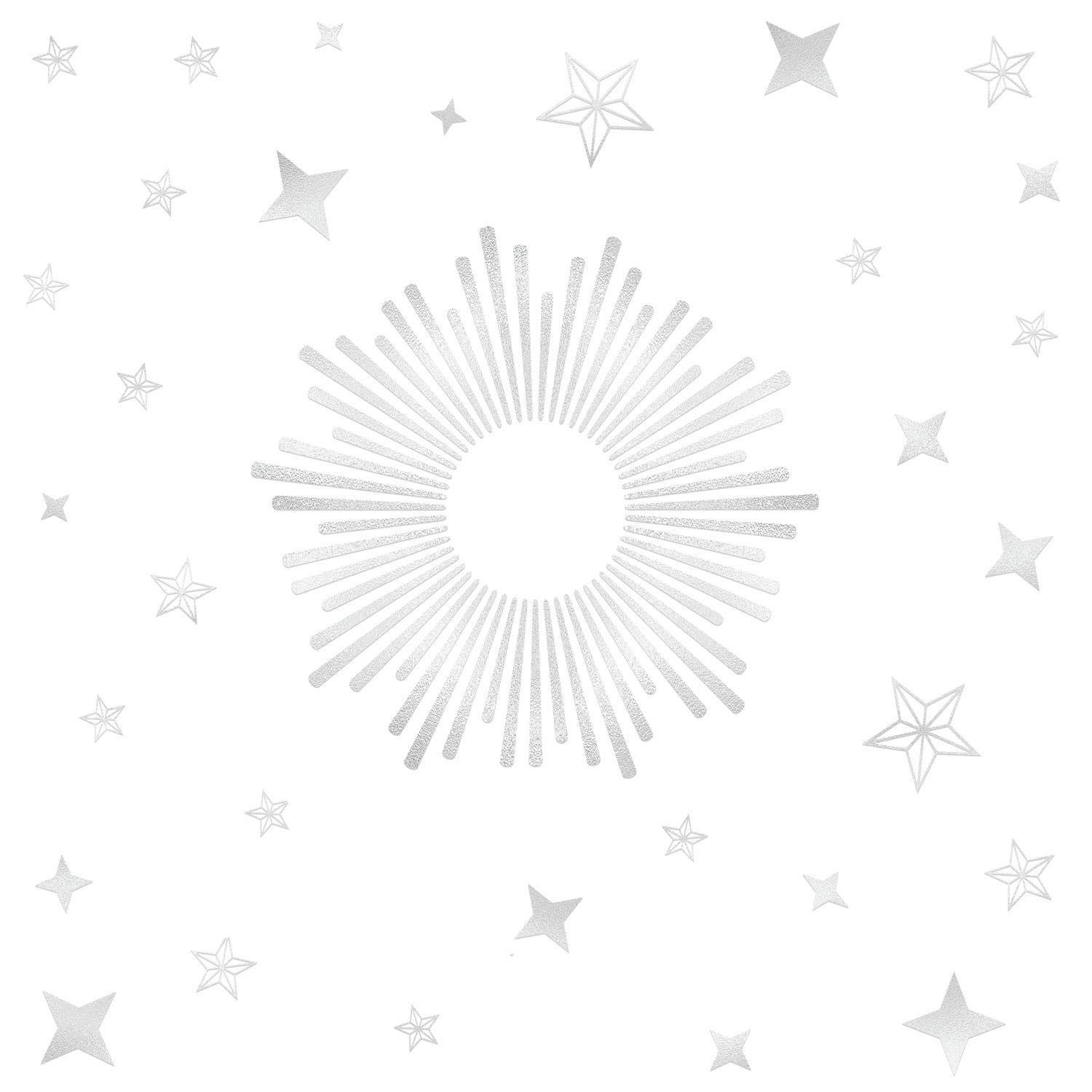 RoomMates RMK3897BX Sunburst Peel and Stick Wall Decals with Round Mirror - Silver | Self-Adhesive Wall Art for Bedroom, Nursery, Living Room Decor