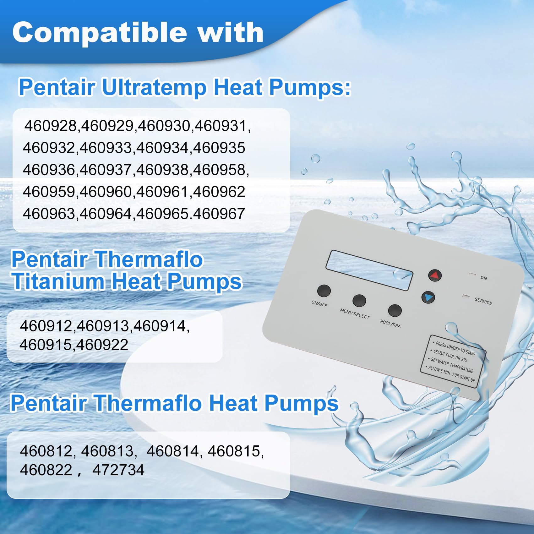 472734 Upgrade Heat Pump Keypad Switch Membrane for Pentair UltraTemp & Thermalflo Titanium Pool/Spa Heat Pumps - Replaces 473425 473693 - Durable Control Panel Cover for Swimming Pool and Hot Tub Maintenance