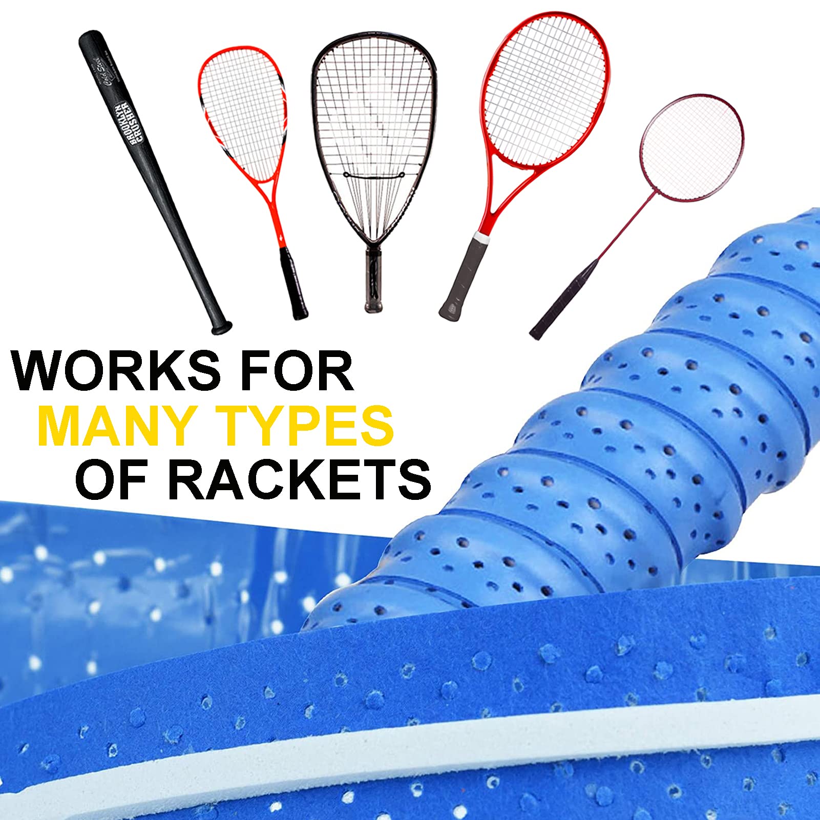 Tennis Grip Tacky Anti-Slip Overgrip Tape with Damping Ridges - 3 Pack Red for Tennis, Badminton, Pickleball Racket Handle - Perfect for Enhanced Control and Comfort in Competitive Play