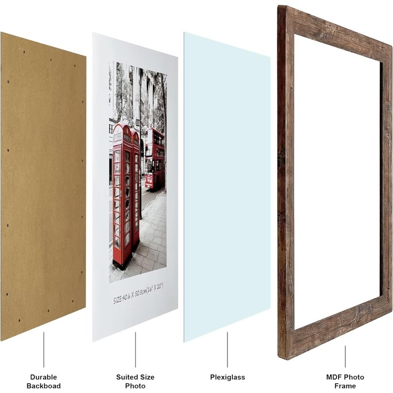Set of 2 Rustic Wood Picture Frames with Rounded Corners - Perfect for Home Decor, Wall Art & Photo Displays