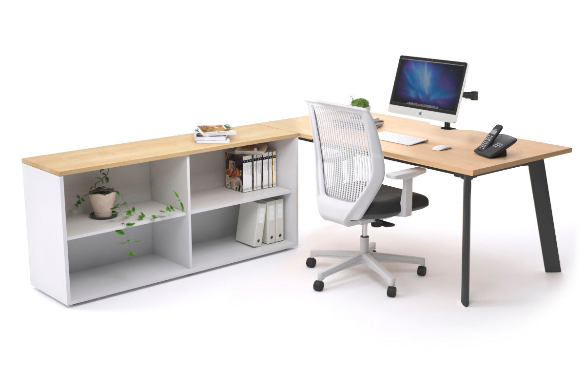 Switch Executive Setting With Uniform Spine Black Frame [1600L x 800W with Cable Scallop] - Premium Office Desk for Modern Workspaces