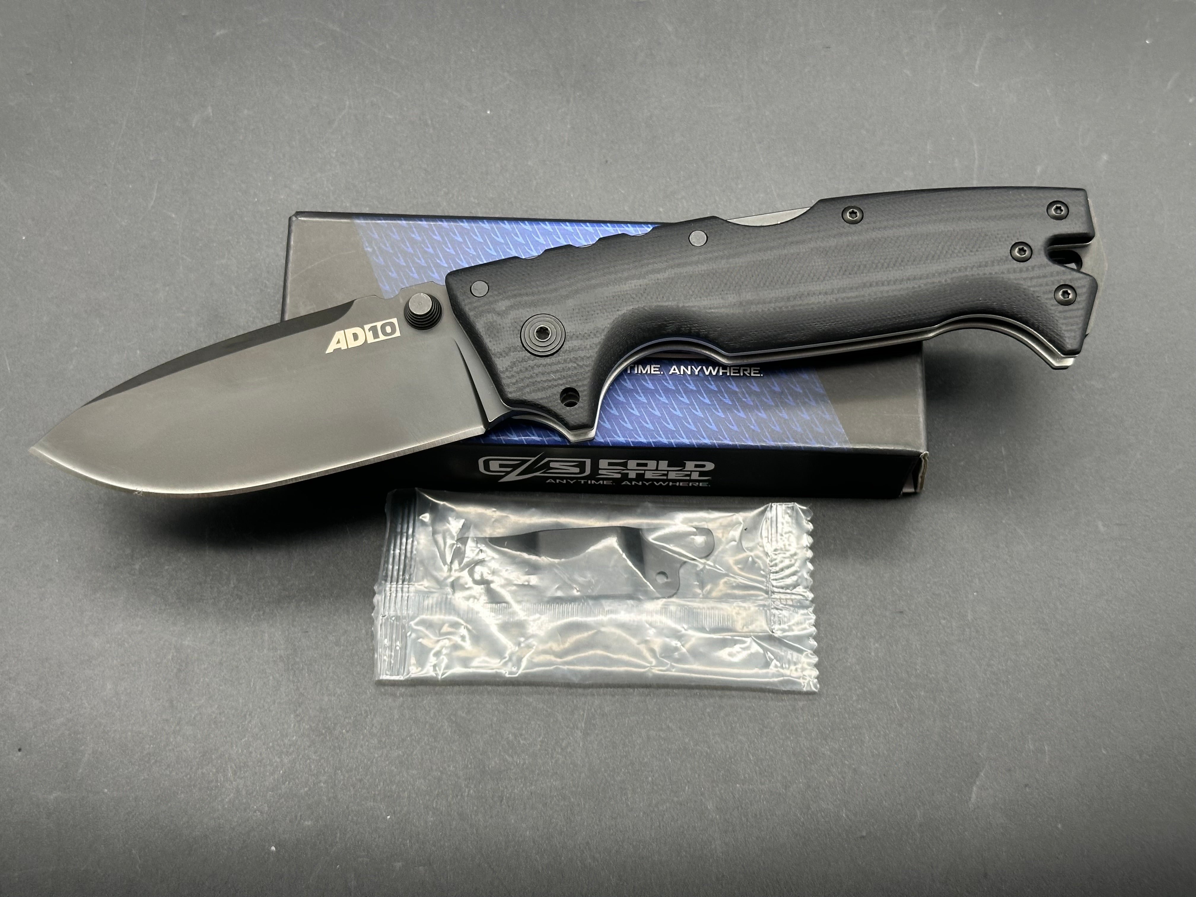 Cold Steel AD-10 Tactical Folding Knife - S35VN Stainless Steel Blade, Black G-10 Handle - EDC, Outdoor Survival, Camping & Hunting Gear