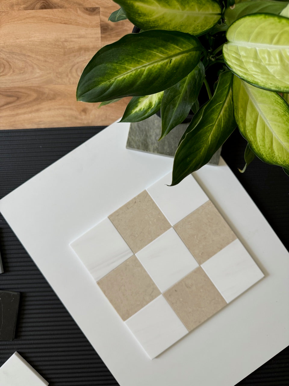 Crema Marfil & Bianco Dolomite Checkerboard Tiles - Polished or Honed Finish - Perfect for Bathroom Floors, Kitchen Backsplash & Luxury Interior Design
