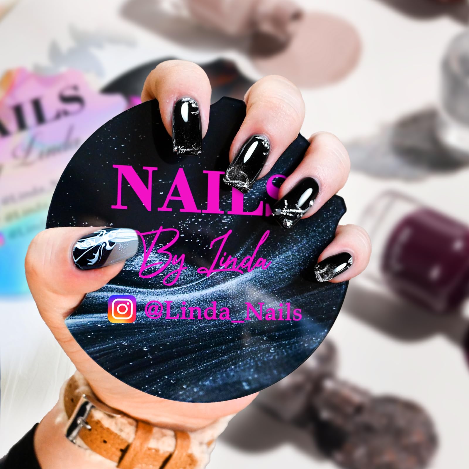 Custom Nail Photo Props - Personalized Acrylic Nail Polish Display Stand for Salon Decor & Social Media Nailfie - Perfect for Nail Tech Gifts & Instagram Background Mat | Ideal for Nail Art Photography, Salon Displays & Social Media Content Creation
