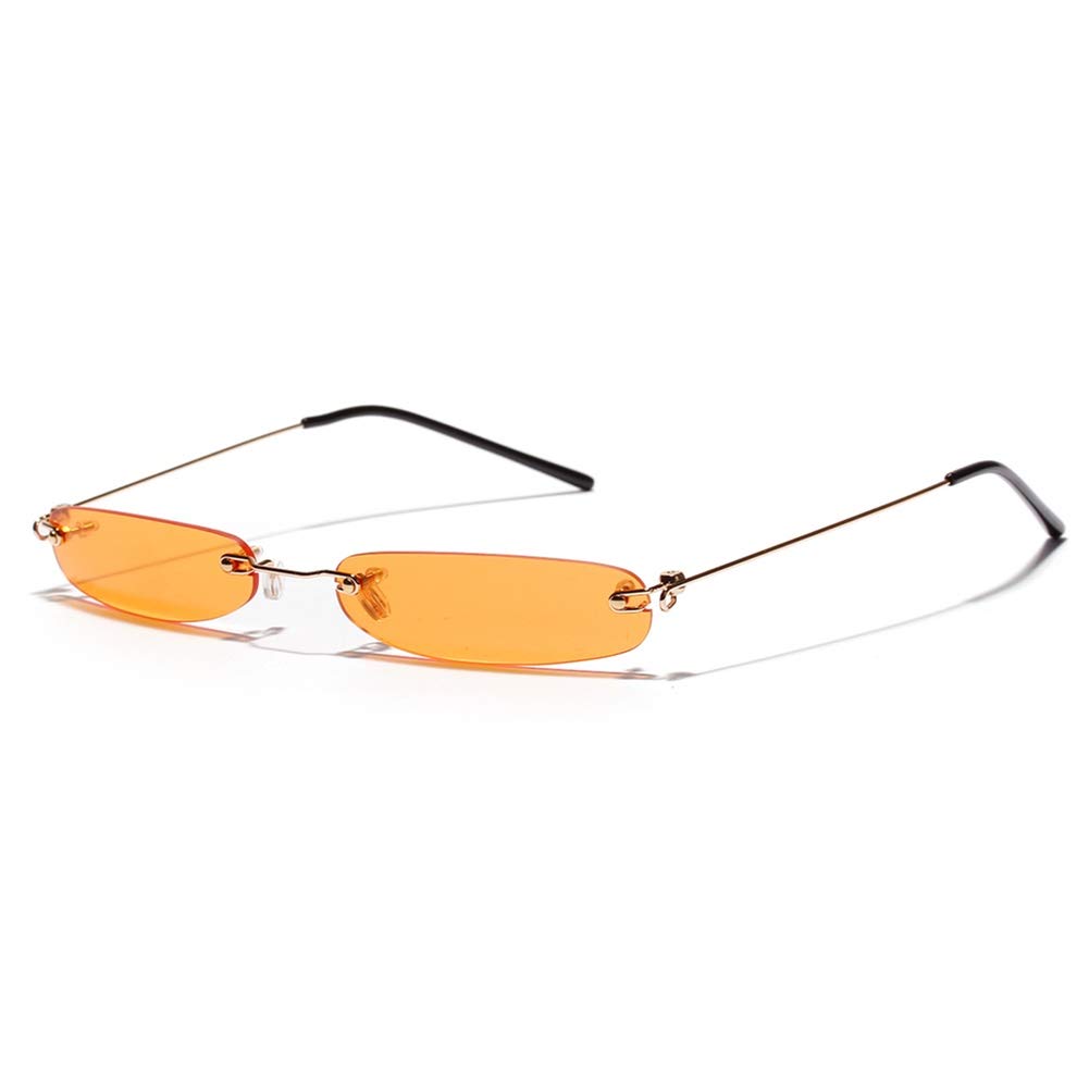 Stylish Narrow Rectangle Sunglasses for Women & Men - Ultra Lightweight Rimless Design - Perfect for Driving, Beach, and Outdoor Activities