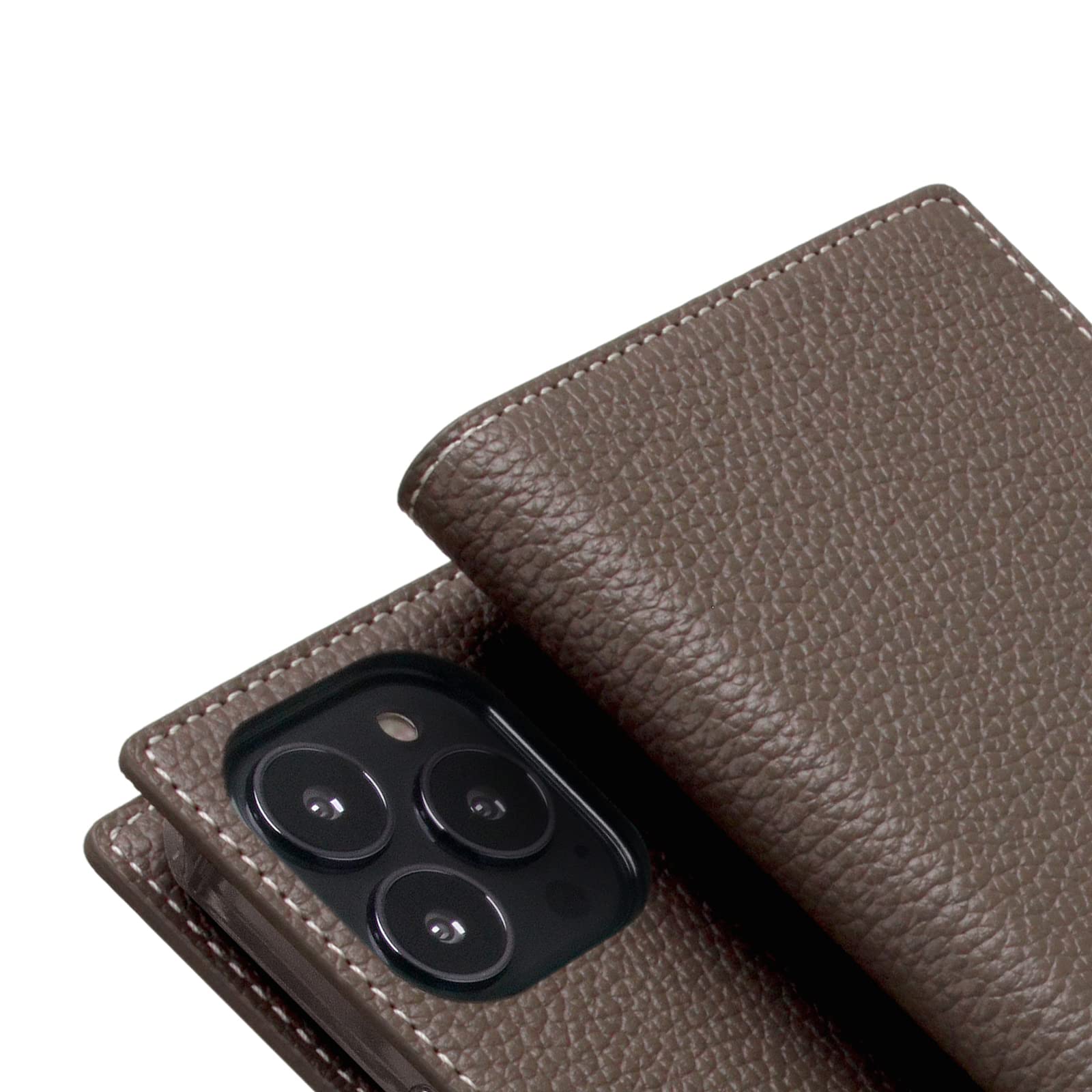 Premium SLG D8 Edition Full Grain Leather Wallet Case for iPhone 12 Pro Max - Handcrafted Diary Style with Card Slots & Snap Closure Side Pocket, Includes Gift Box (Etoffe Cream) | Perfect for Everyday Use, Business Travel & Luxury Gifting