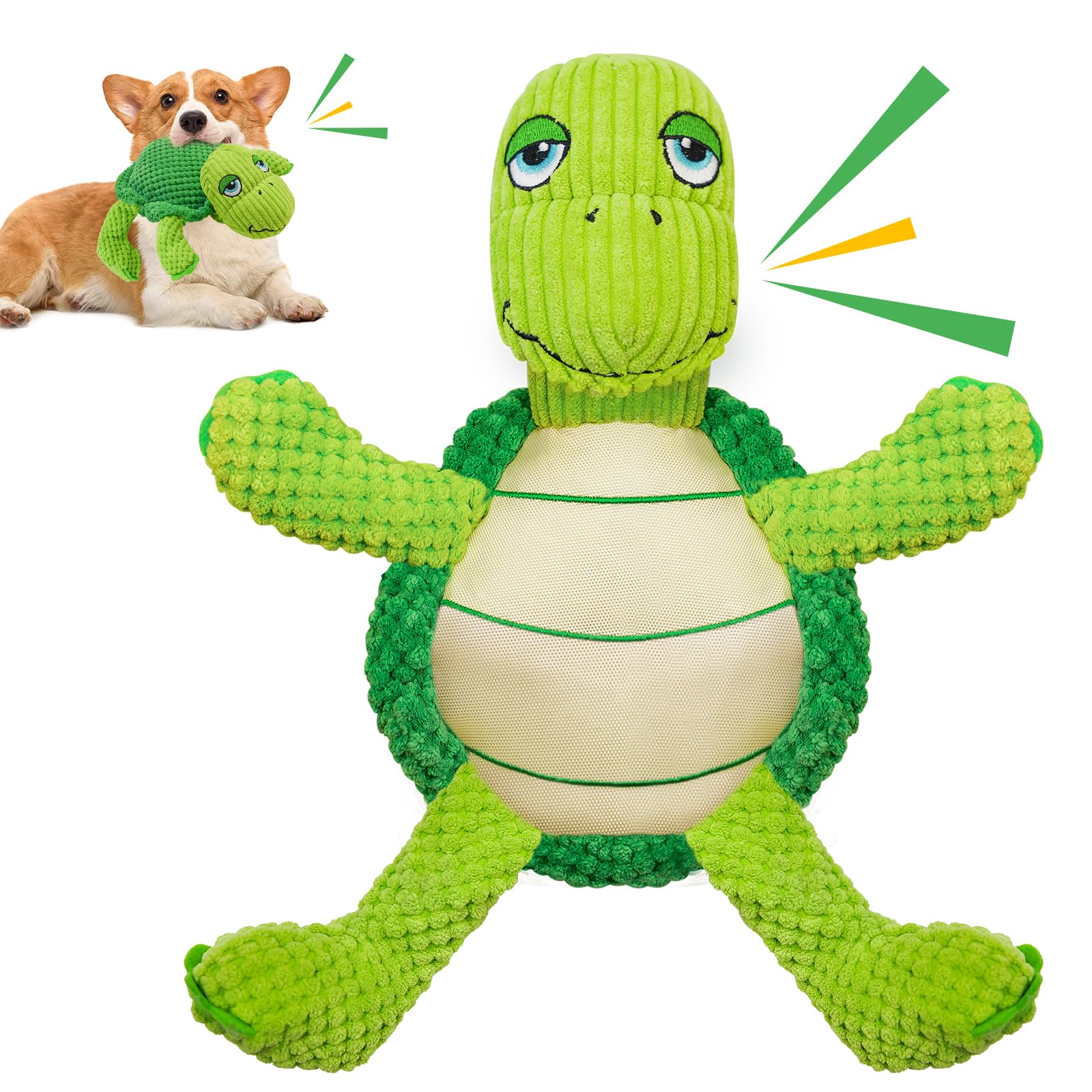 **Durable Squeaky Dog Toys - Cute Turtle Plush Chew Toy for Small & Medium Dogs | Non-Shedding, Interactive Indoor Play | Perfect for Training, Teething & Playtime**