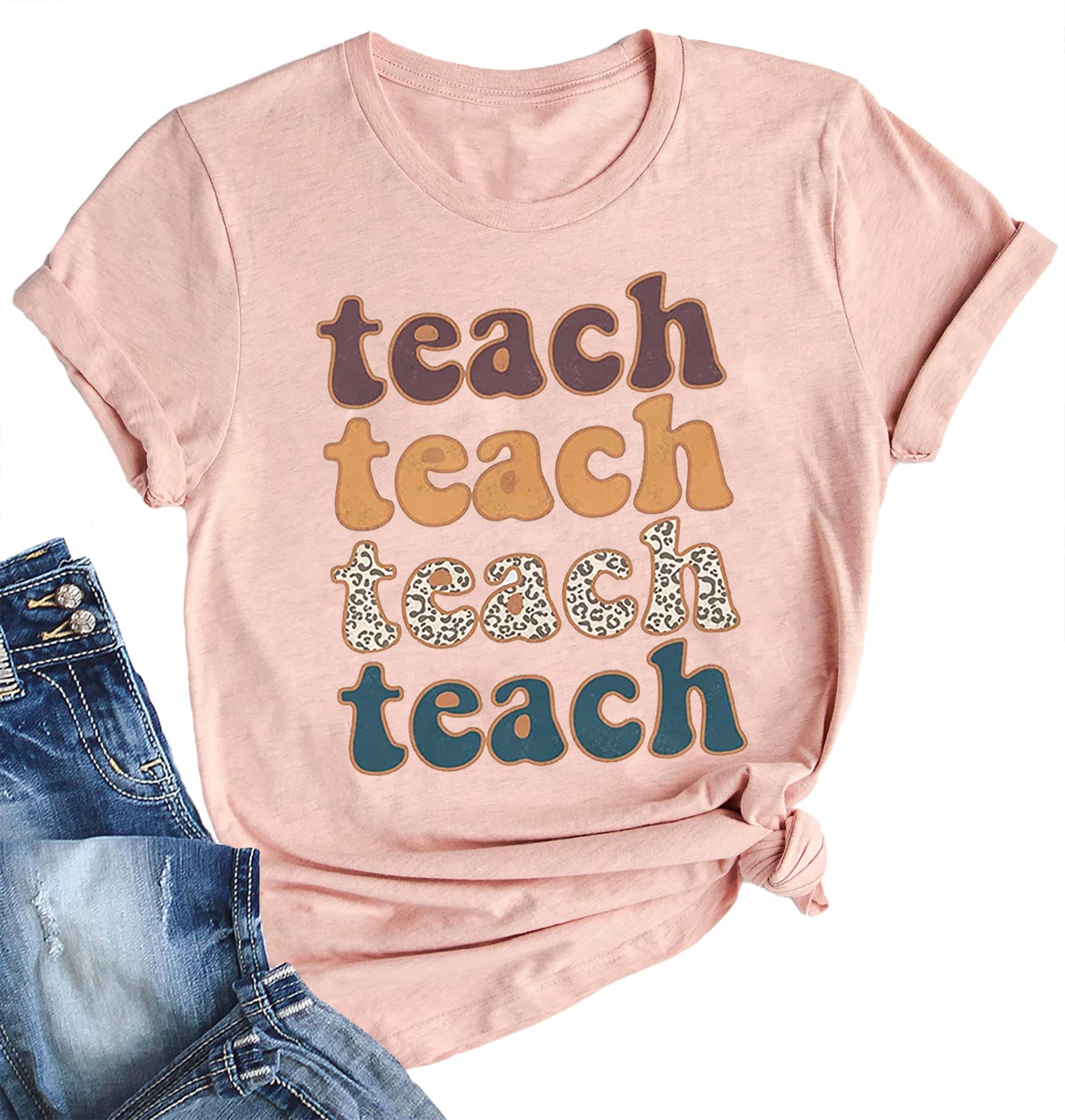 Funny Teacher T-Shirts for Women - Short Sleeve Graphic Printed Tee - Perfect Teacher Appreciation Gift & Casual School Wear