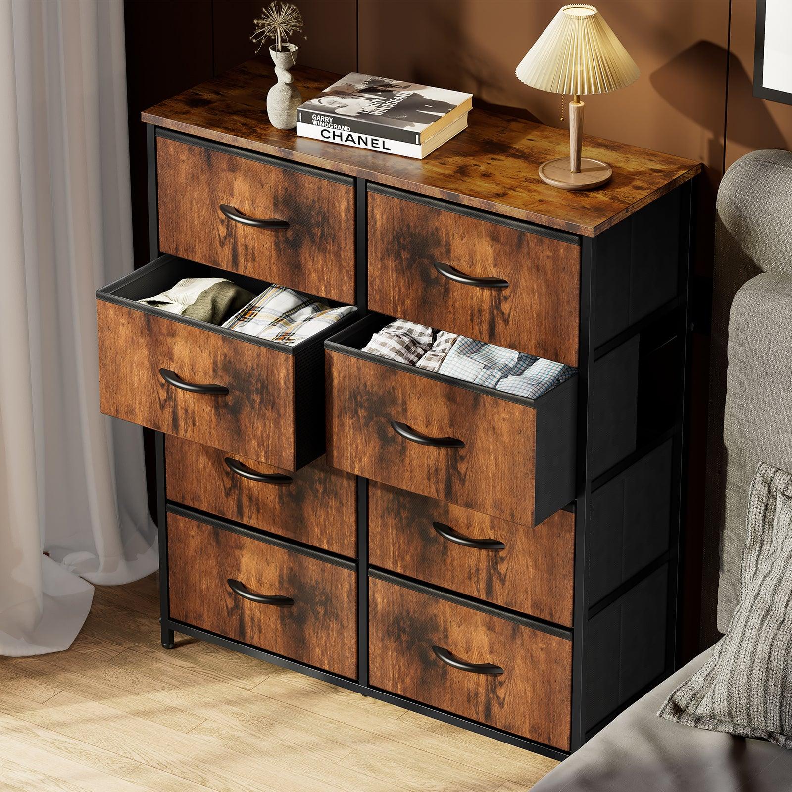 8-Drawer Tall Dresser for Bedroom - Wood Top & Sturdy Steel Frame Chest of Drawers - Perfect for Closet Organization & Bedroom Storage