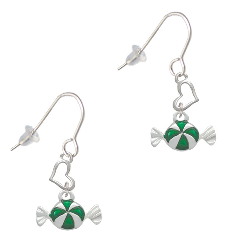 Delight Jewelry Silvertone Striped Candy Small Heart French Earrings - Elegant Dainty Stud Earrings for Women, Perfect for Valentine's Day Gifts, Date Night & Everyday Wear