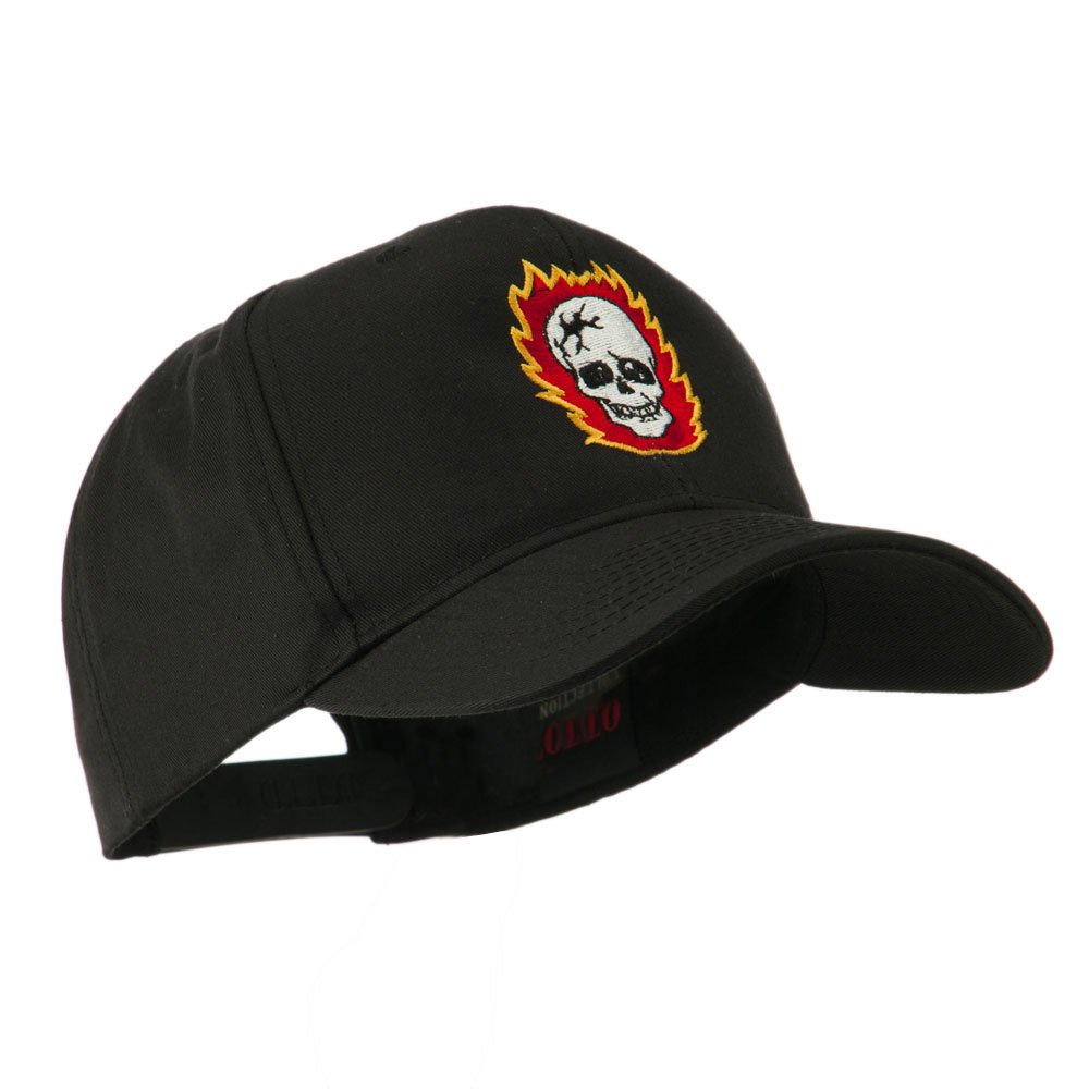 Skull with Flames Embroidered Baseball Cap - Halloween Party Hat for Men & Women - Perfect for Costume Parties, Trick or Treating, and Spooky Events