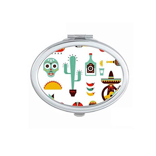 DIYthinker Portable Foldable Double-Sided Makeup Mirror with Sombrero Tequila Guitar Chili Mexico Design - Perfect for Travel, Home Vanity & Professional Makeup Artists
