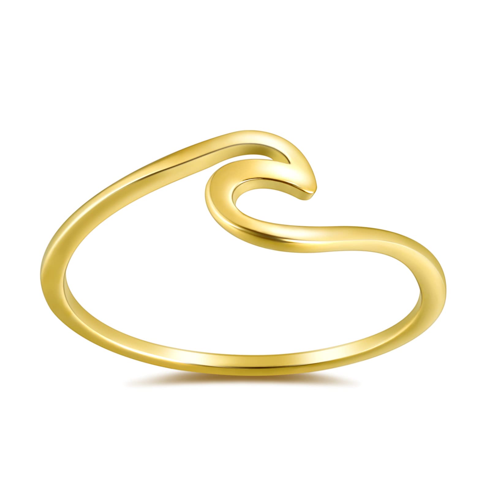1mm Stainless Steel Wedding Rings for Women - Silver, Gold, Rose Gold Thin Stackable VSCO Wave Ring - Size 4-12 - Perfect for Engagement, Stacking & Boho Style Jewelry