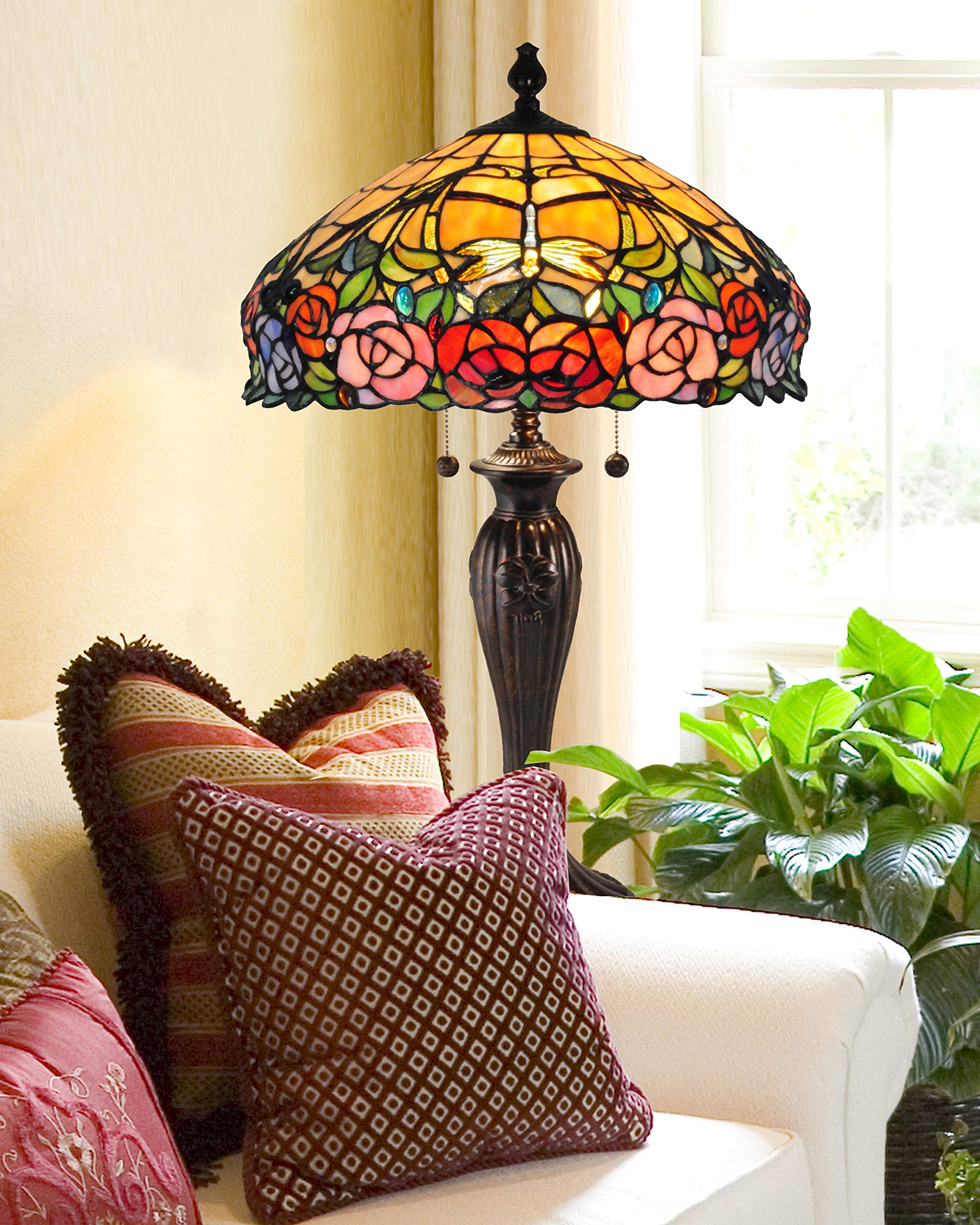 Dale Tiffany TT15097 Zenia Rose Tiffany Style Table Lamp - Elegant Home Decor for Living Room, Bedroom, or Office