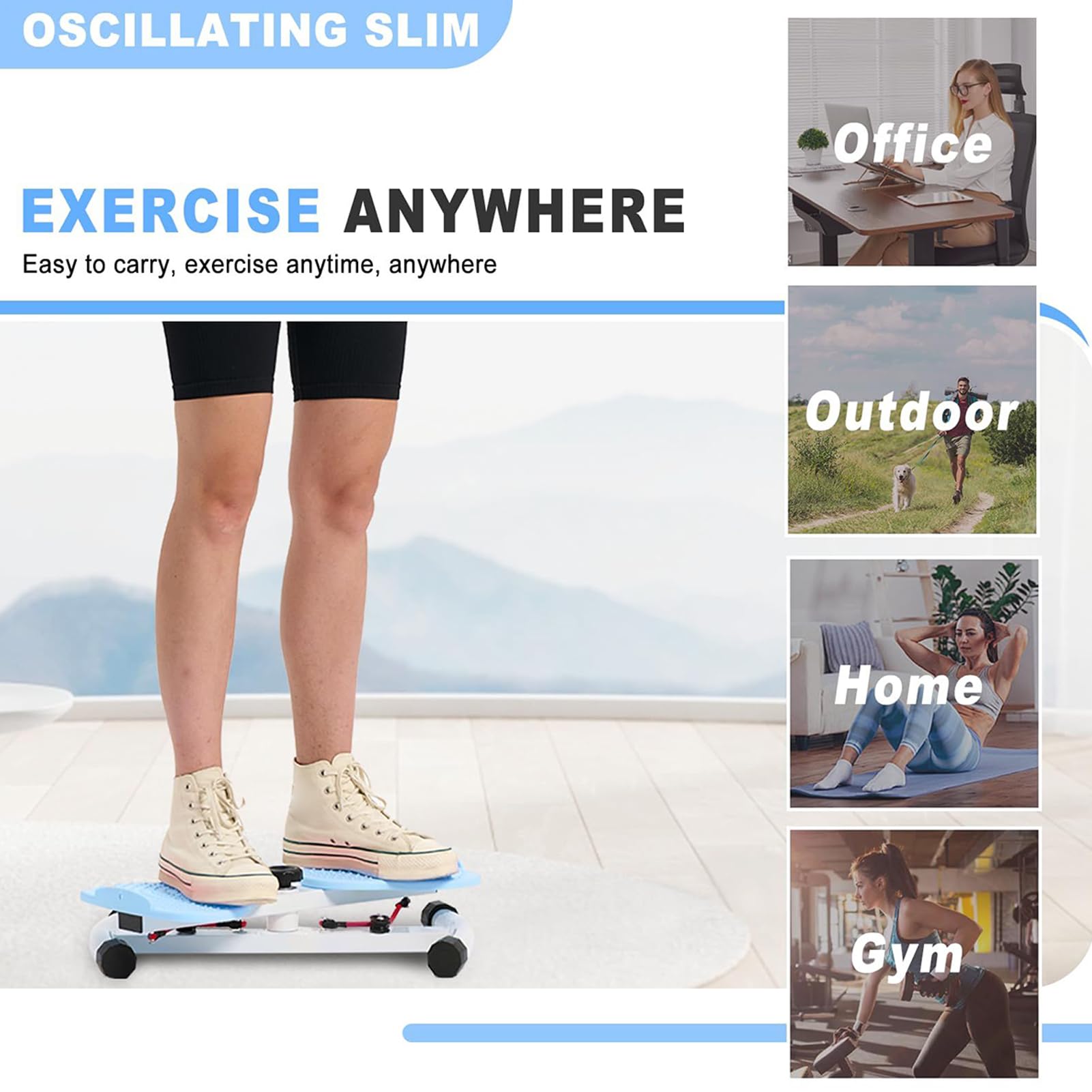 Silent Abdominal Twister Board with Resistance Bands - Waist Exercise Machine for Belly Fat Loss - Home Gym Equipment for Women & Men - Perfect for Indoor Workouts and Core Strengthening