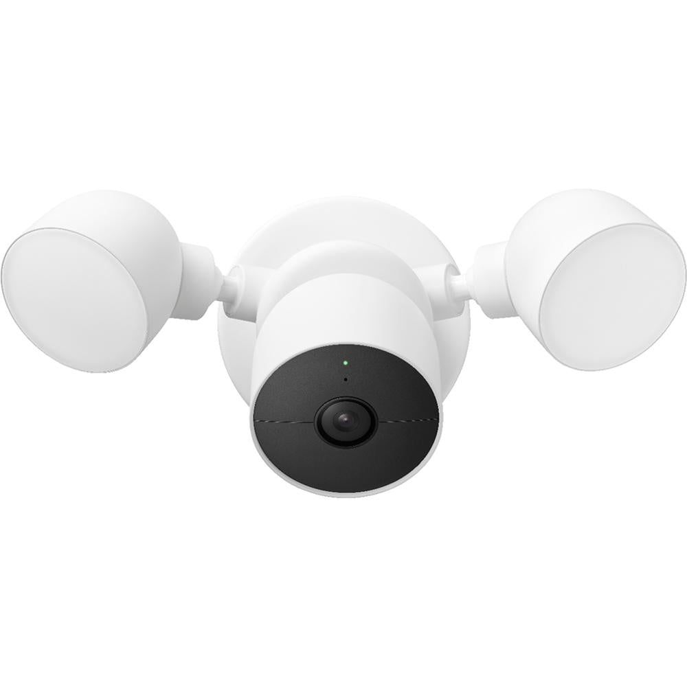 Google Nest Cam with Floodlight - Outdoor Security Camera, 1080p HD Video, Night Vision, Motion Detection - Ideal for Home Security, Garage & Backyard Monitoring (Snow)