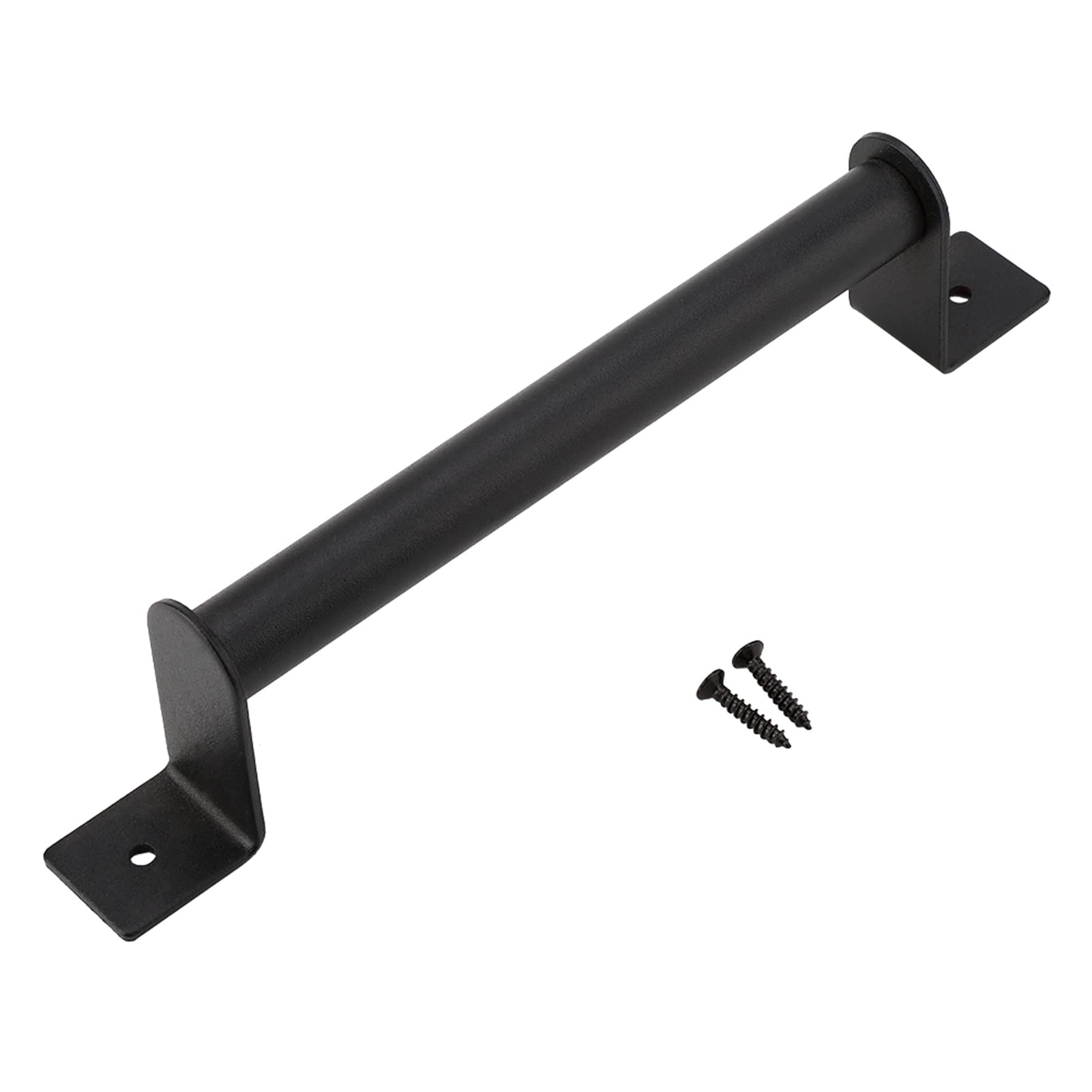 Black Carbon Steel Barn Door Handle - Heavy Duty Rail Gate Door Hardware with Screws for Closet, Cabinet, Drawers & Farmhouse Style Interior Doors
