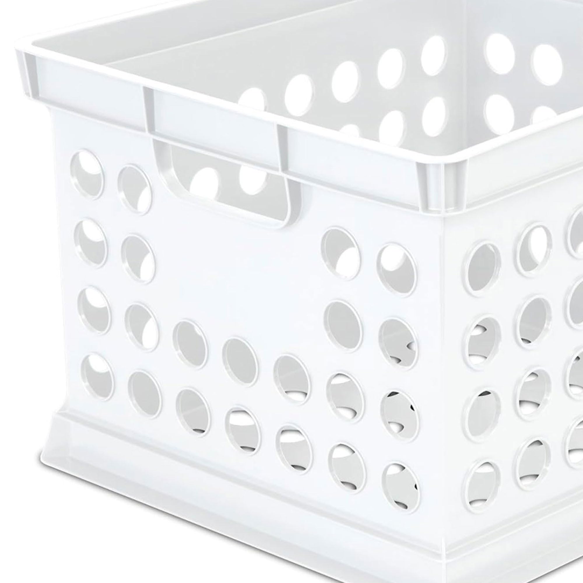 Sterilite Stackable Plastic Storage Bins with Handles - 12-Pack White Organizer Crates for Home Office Dorm Garage Utility Room | Perfect for Closet Organization, File Storage & Moving Boxes
