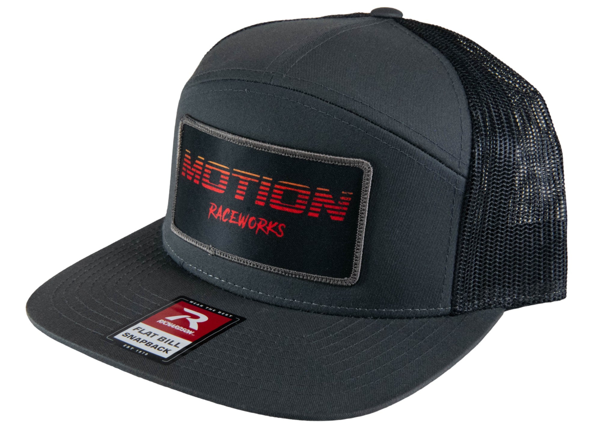 Gray & Black Flat Bill Snapback Hat with Red Fade Retro Patch - Vintage Style Baseball Cap for Men & Women - Perfect for Streetwear, Hip Hop Fashion & Casual Outfits
