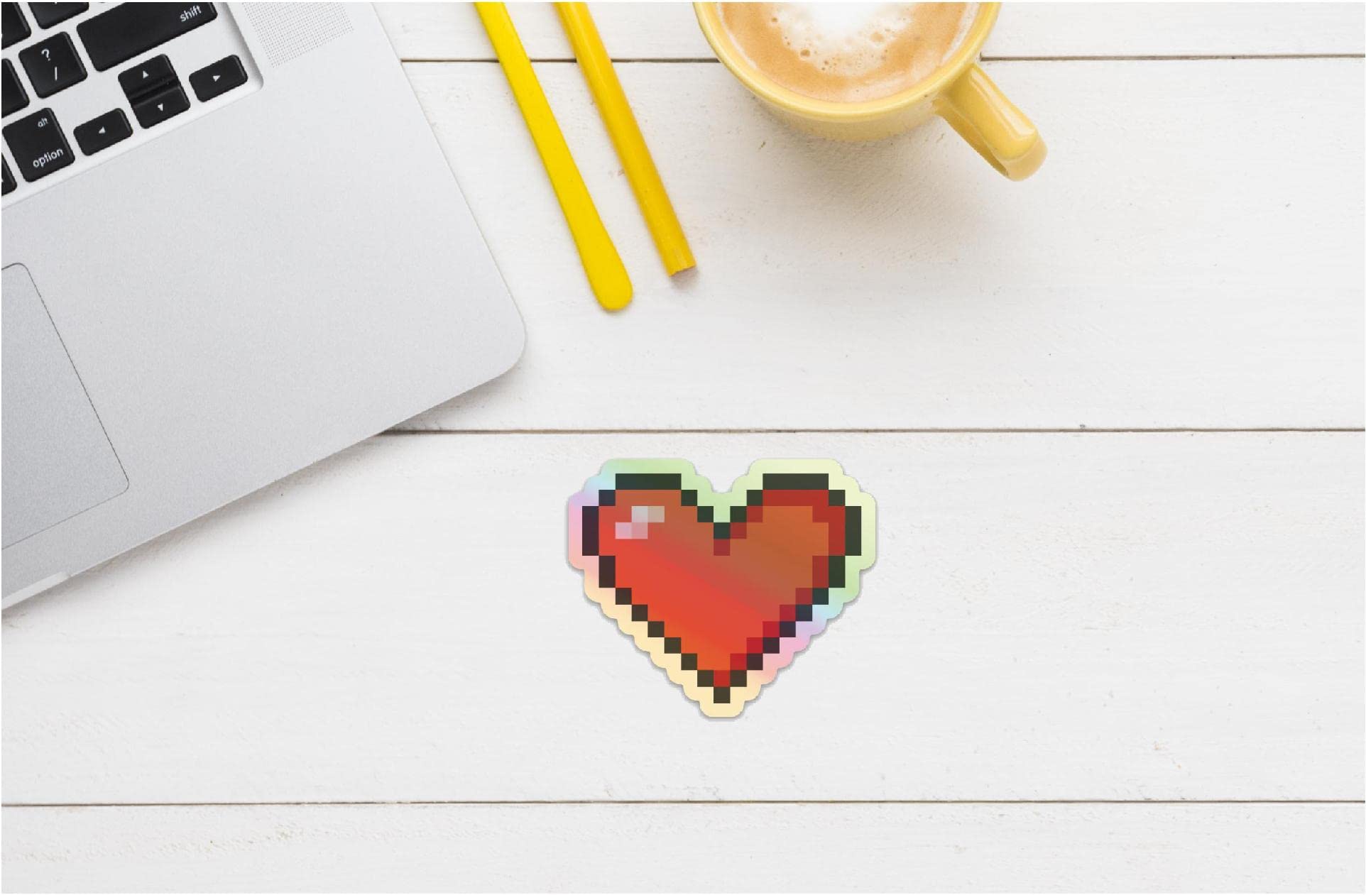 Holographic Heart Pixel Stickers - Cute Unique Funny Decals for Laptops, Water Bottles & DIY Crafts | Peel and Stick Vinyl Decoration for Teens, Kids Room & Party Decor