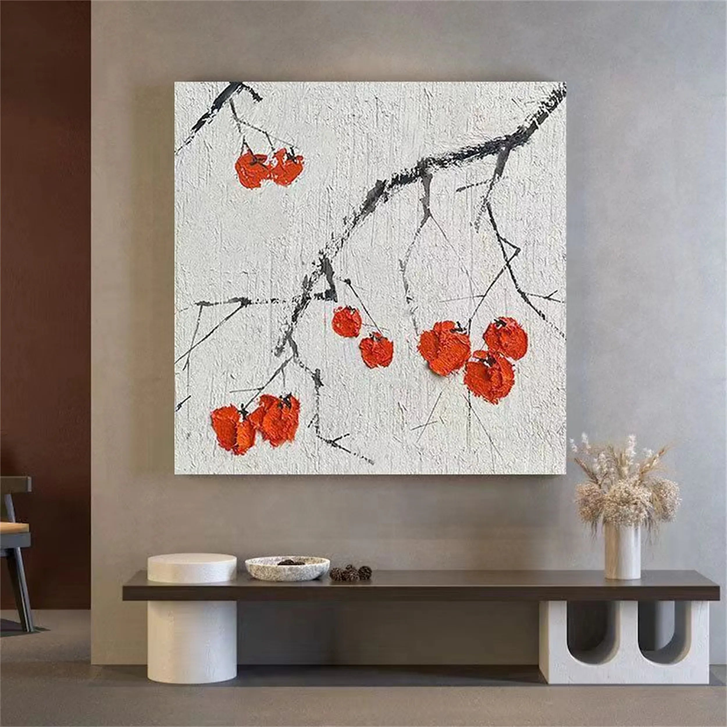 Flower and Tree Painting #FT063 - Handmade Canvas Wall Art for Home Decor, Office, Living Room & Bedroom