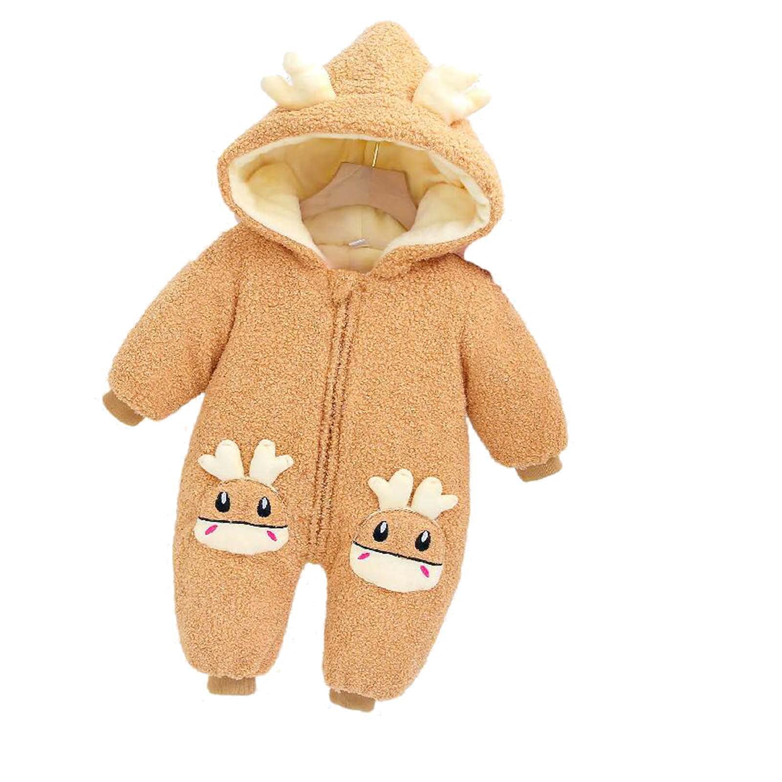 Adorable Winter Baby Romper Jumpsuit - Warm Hooded Outfits for Newborn Toddler Boys & Girls | Perfect for Cold Weather, Family Photos & Holiday Outings