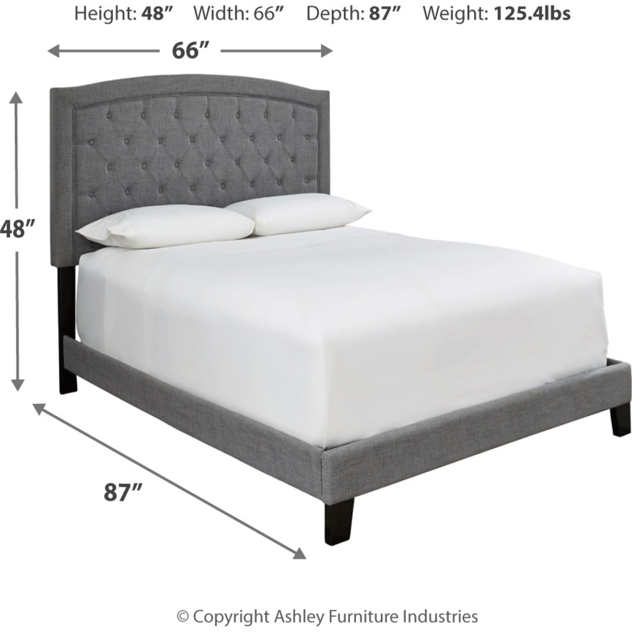 Adelloni Queen Size Bed Frame with Upholstered Headboard - Modern Platform Bed for Bedroom, Guest Room & Dorm - Easy Assembly & Sturdy Support