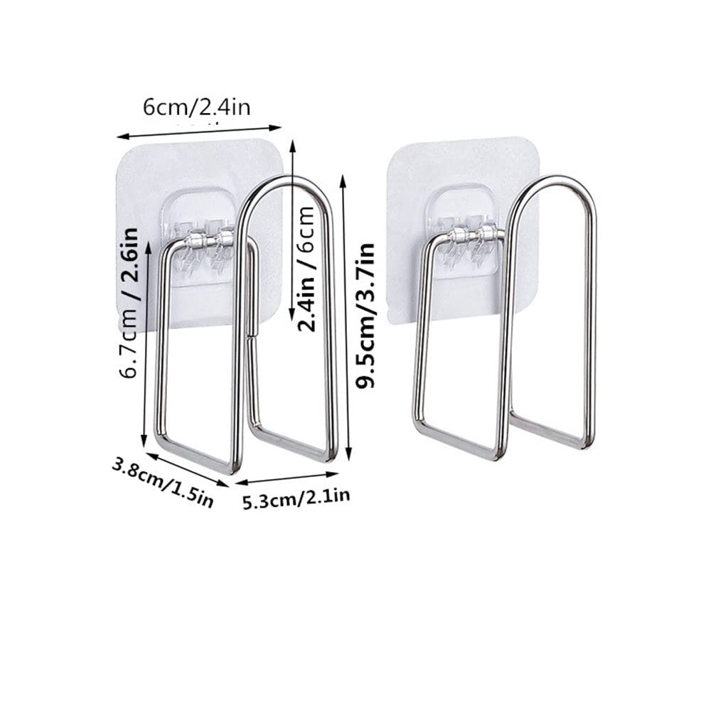 4 Pairs Adjustable Stainless Steel Pot Lid Organizer - Wall Mounted & Cabinet Door Self-Adhesive Pan Lid Holder for Kitchen Storage (Silver) - Perfect for Small Spaces & Clutter-Free Cooking
