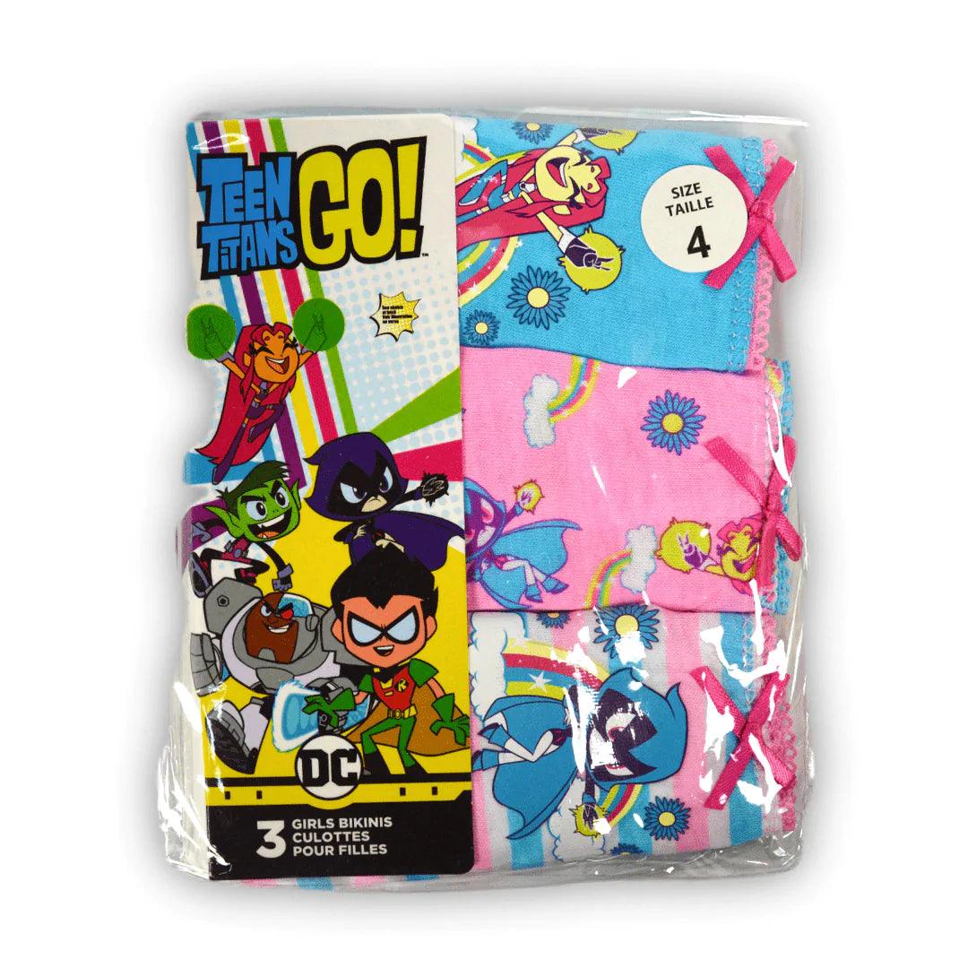 Jellifish Teen Titans Go Girls Underwear 3-Pack - Soft Cotton Panties for Kids, Cartoon Character Underwear for Girls, Comfortable & Fun Daily Wear