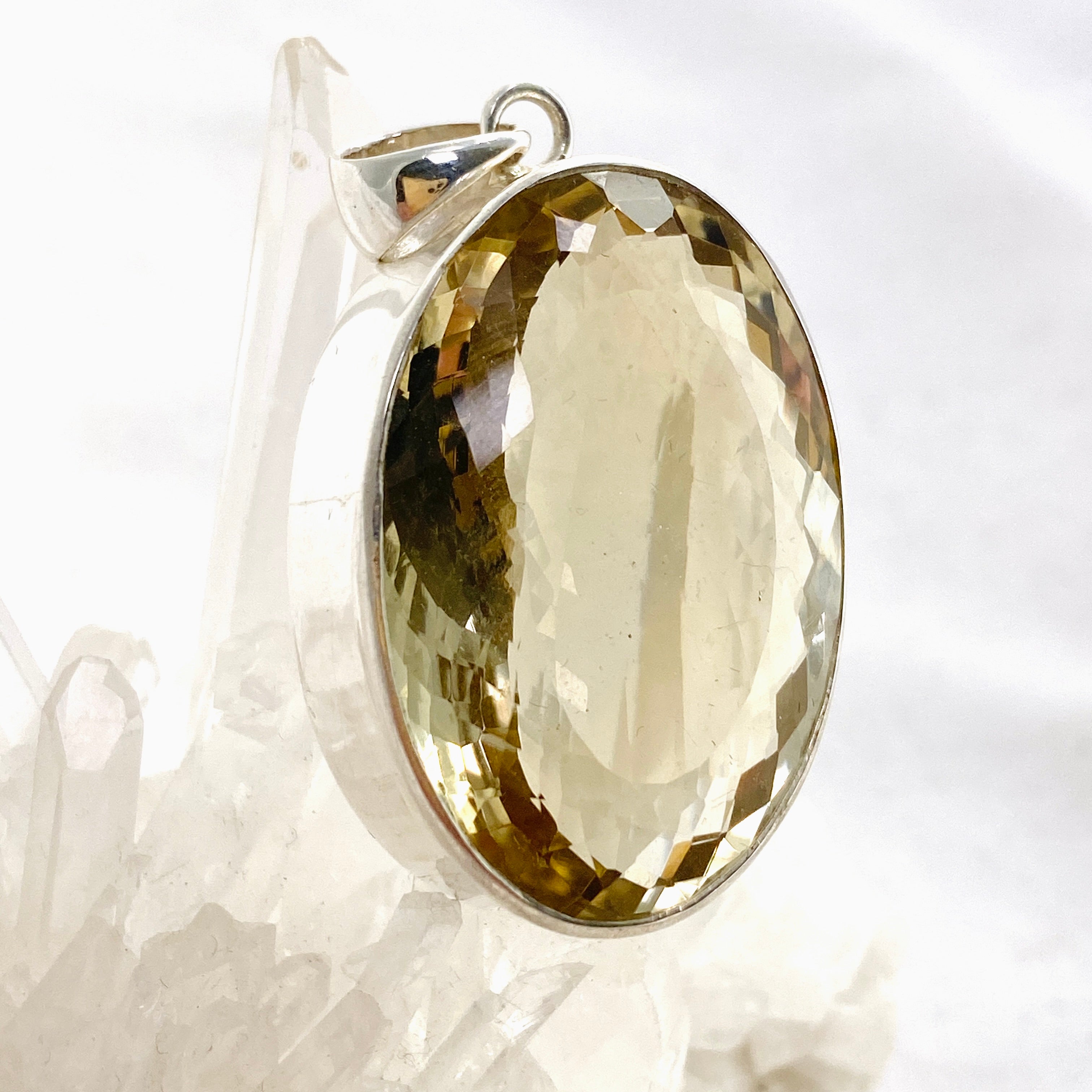 Smokey Lemon Quartz Oval Faceted Pendant Necklace - Natural Gemstone Jewelry for Women - Perfect for Everyday Wear, Gifts & Special Occasions