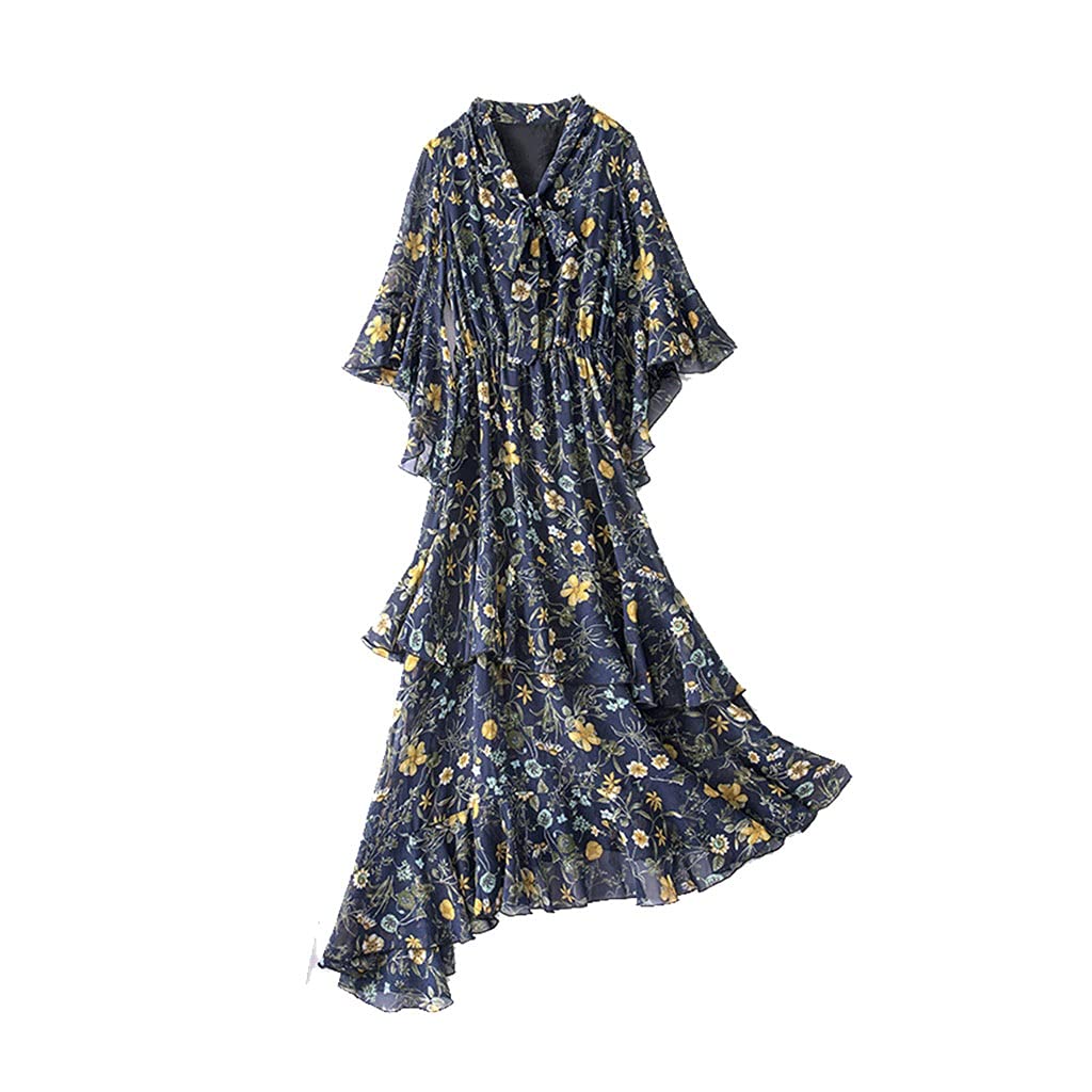 EEKLSJ Chiffon Floral Maxi Dress for Women - 2023 Summer Plus Size 4XL Elegant Long Skirt with Flowy Design | Perfect for Beach Vacations, Weddings & Boho Fashion