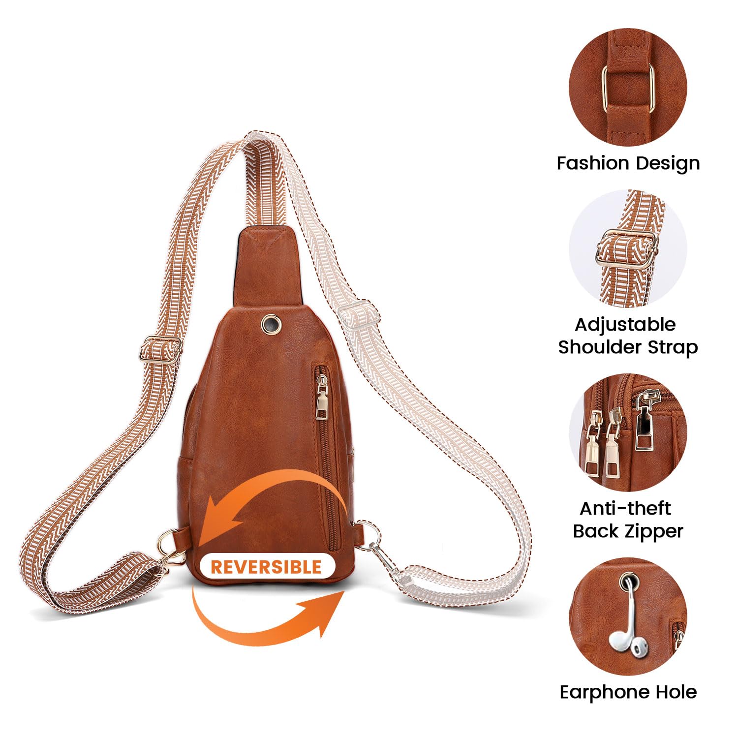 Women's Vegan Leather Crossbody Bag - Anti-Theft Travel Purse for Daily Use