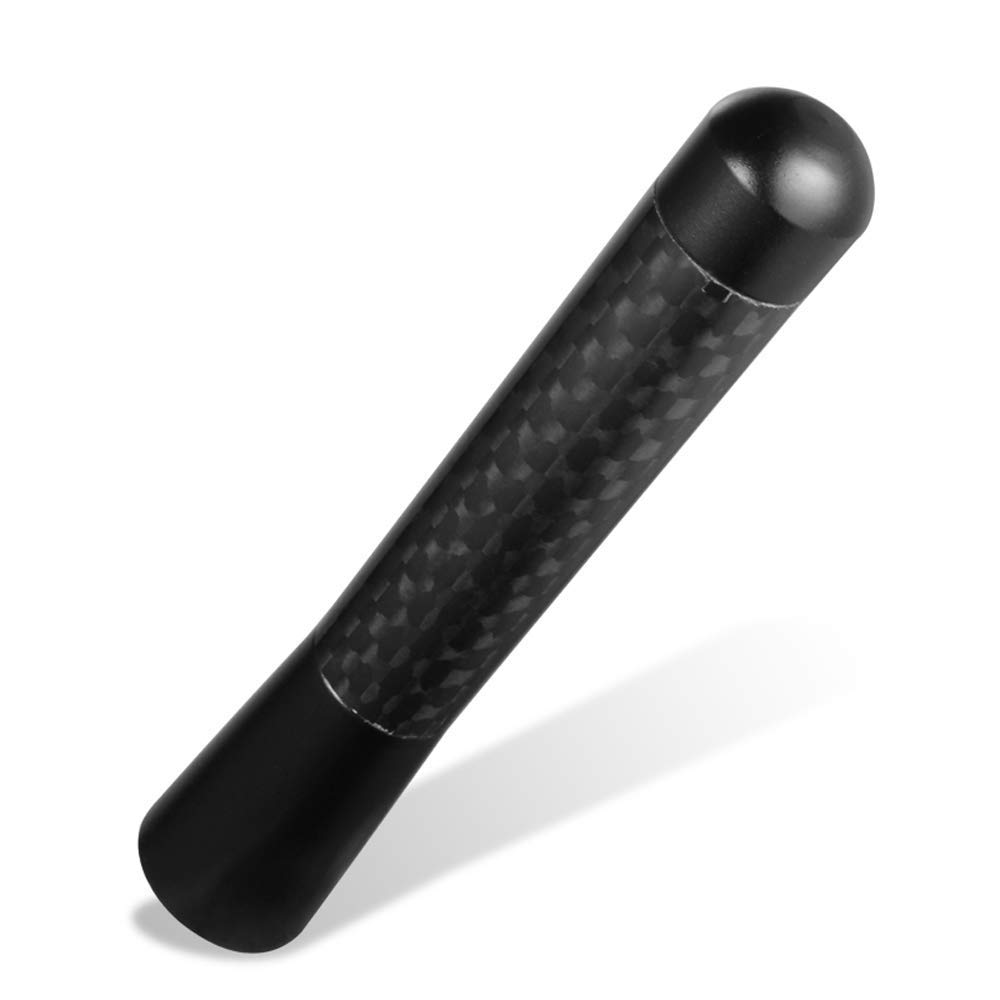 Premium Carbon Fiber Car Radio Antenna - Black Aluminum Alloy Short Stubby Mini Antenna Mast for Enhanced FM/AM Reception | Perfect for Trucks, SUVs & Classic Cars