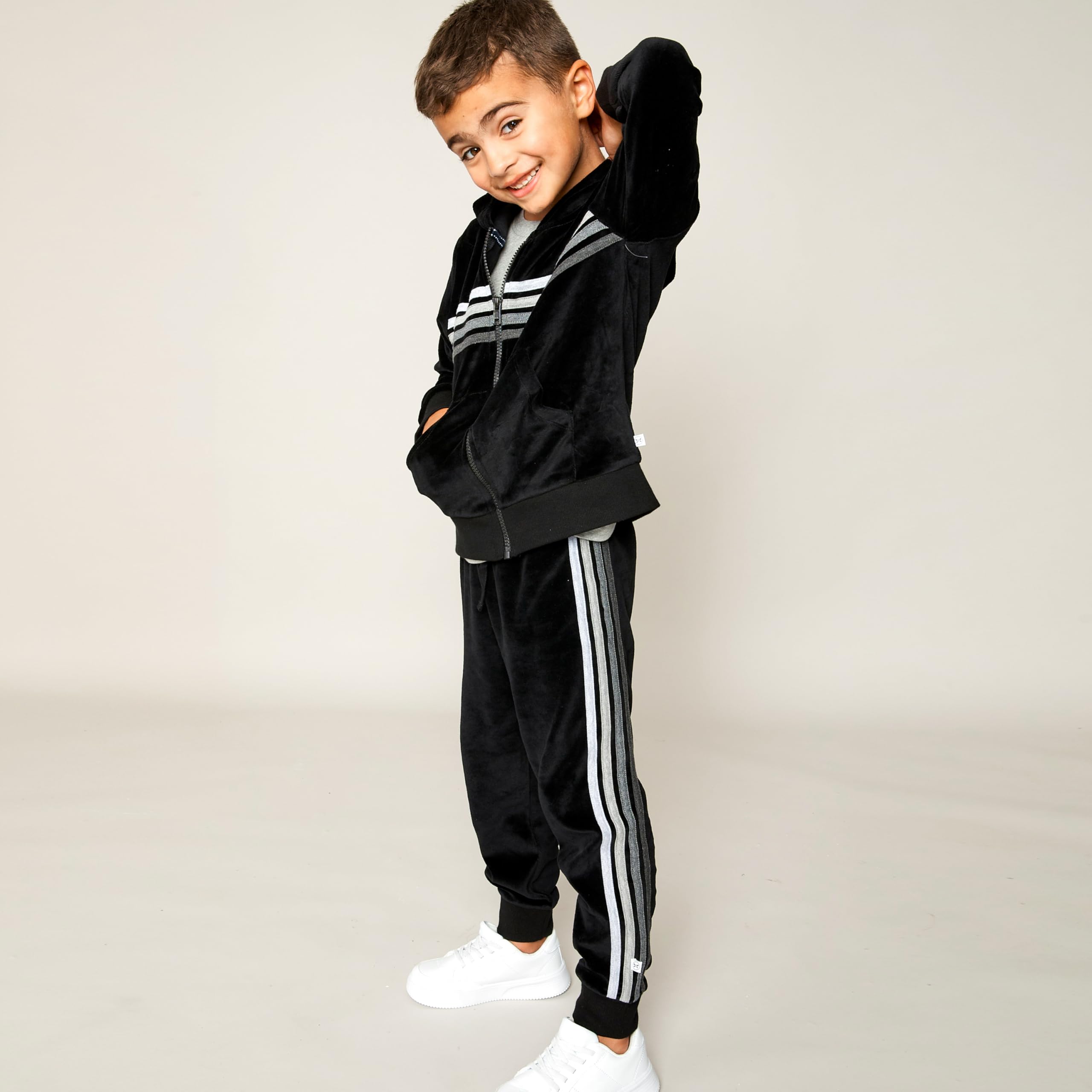 HonestBaby Velour Pullover Hoodie & Zip Front Sweatshirt with Jogger Sweatpants Set - Cozy Outfit for Toddlers, Baby Boys & Girls - Perfect for Playdates, Lounging & Family Photos