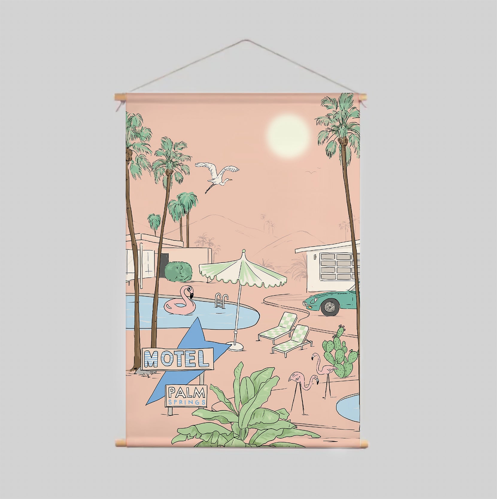 PALM SPRINGS Peach Textile Poster - Vintage Style Wall Art Decor for Living Room, Bedroom & Office